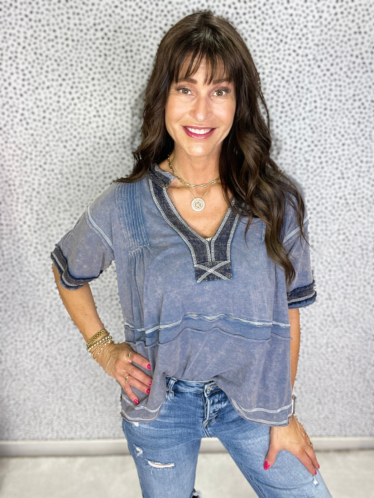 Oli & Hali Boho Spirit V-Neck Top In 2 Colors *Final Sale*