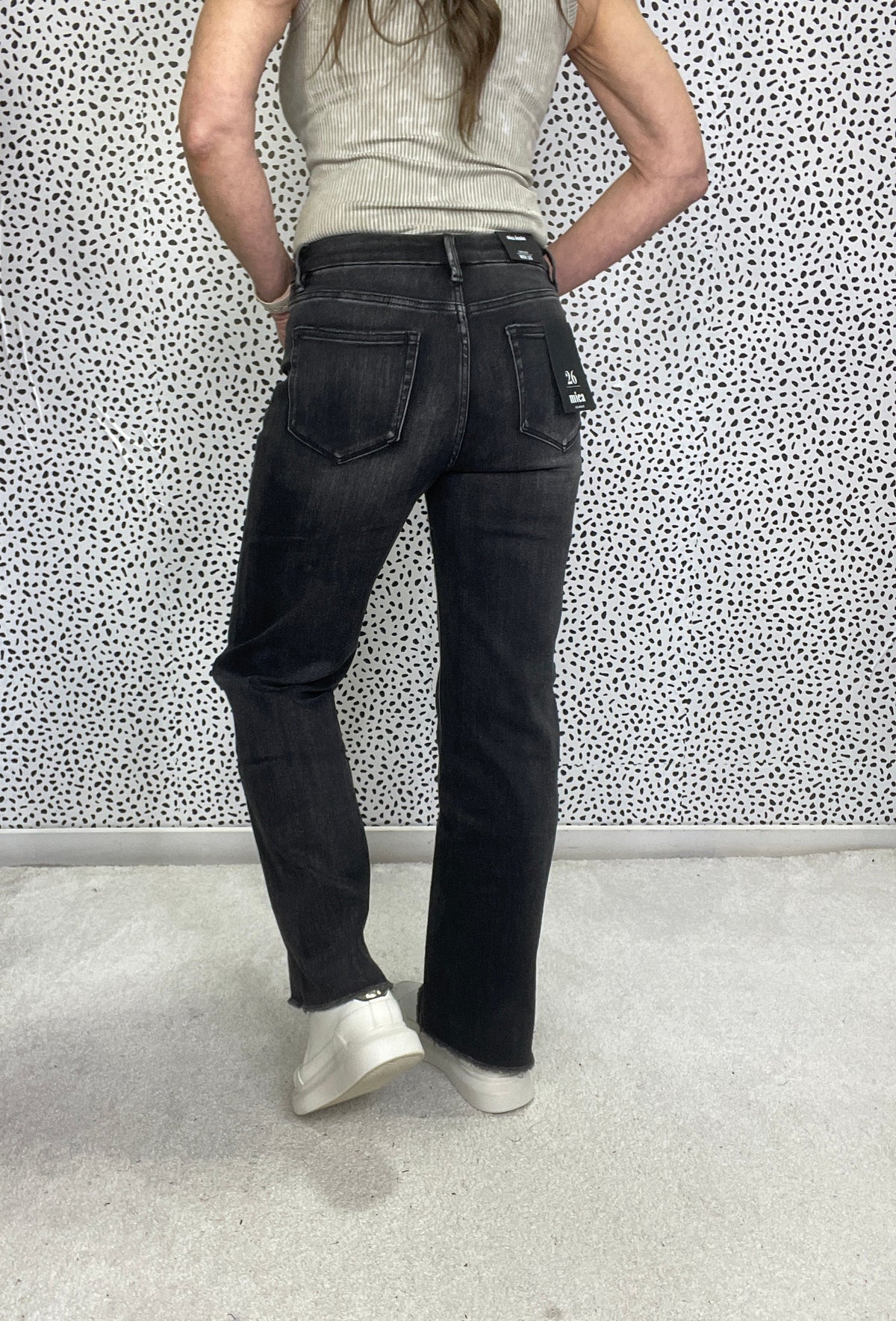 Mica Jerica Super High Rise Wide Leg Stretch Jeans 007 In Washed Black