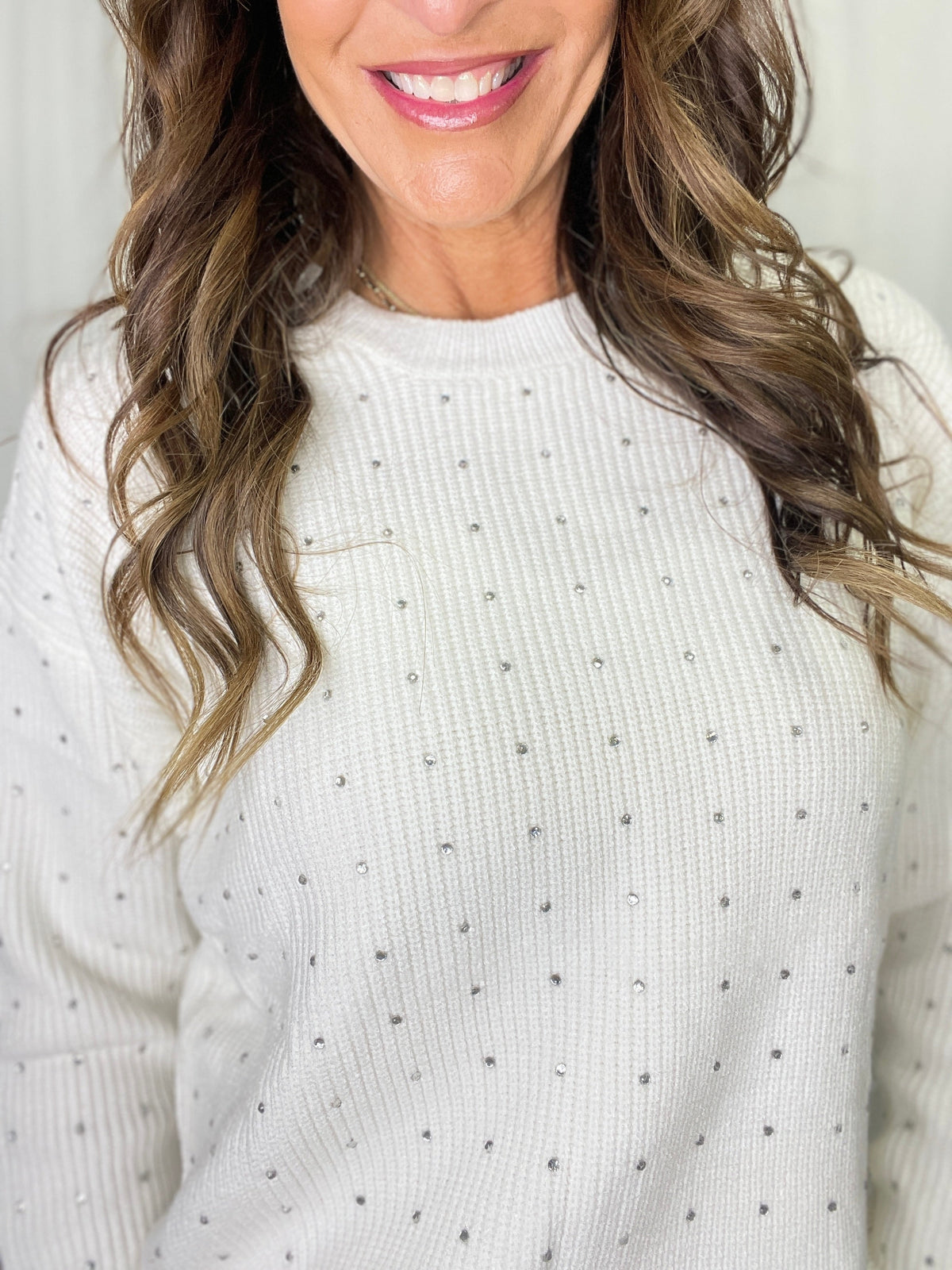 Time To Shine Rhinestone Detail Sweater