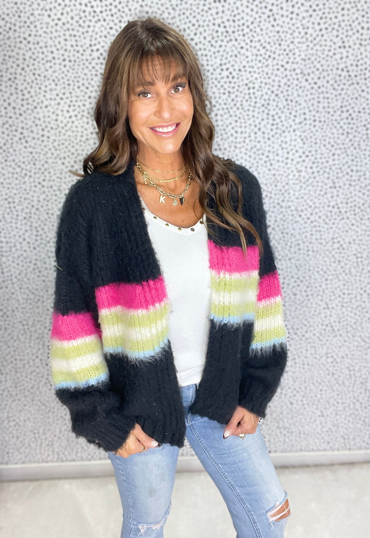 POL Midnight Horizon Striped Cardigan *Final Sale*