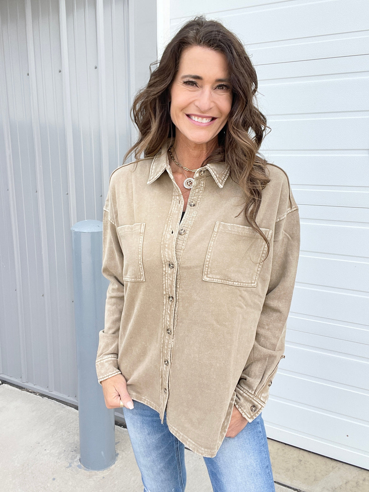 Wild & Free Mineral Washed Top In 3 Colors: Mocha, Olive, Camel *Final Sale*