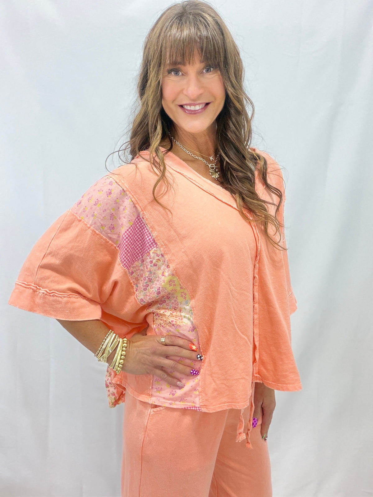 Floral Frolic Mineral Washed Spring Picnic Poncho In 4 Colors