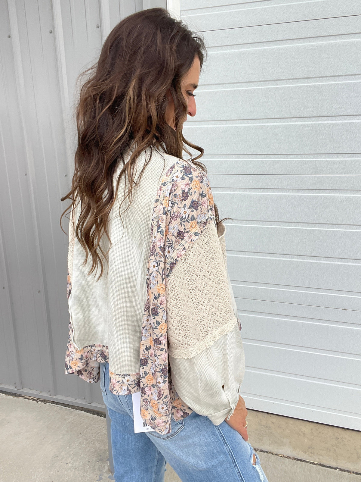 Pol Floral Paradise Accent Knit Crewneck In 4 Colors