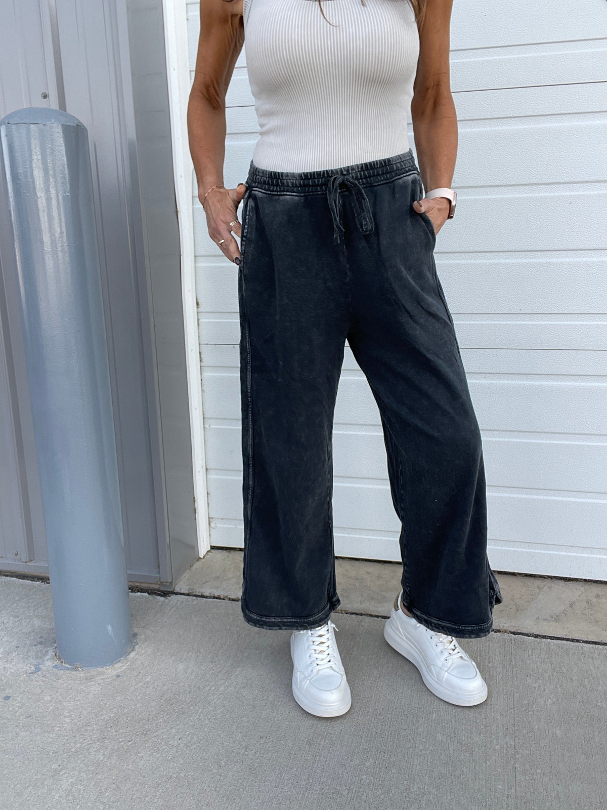 Another Level Terry Knit Pants In 7 Colors: Ash, Denim, Olive, Mustard, Mocha, Wine, Green *Final Sale*