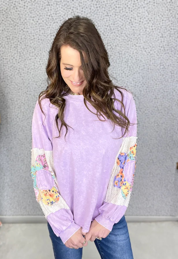 Still Playing Floral Patch Long Sleeve Top In 3 Colors *Final Sale*