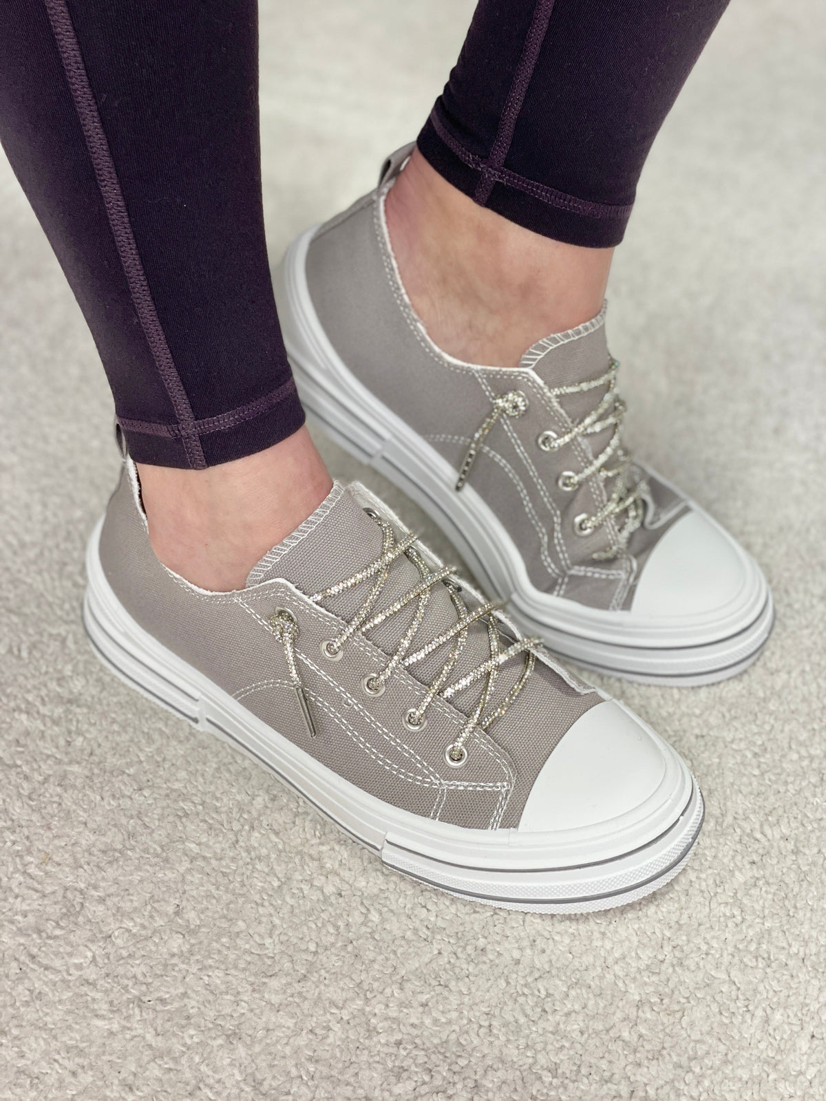 Very G Aman Grey Bling Lace Sneakers