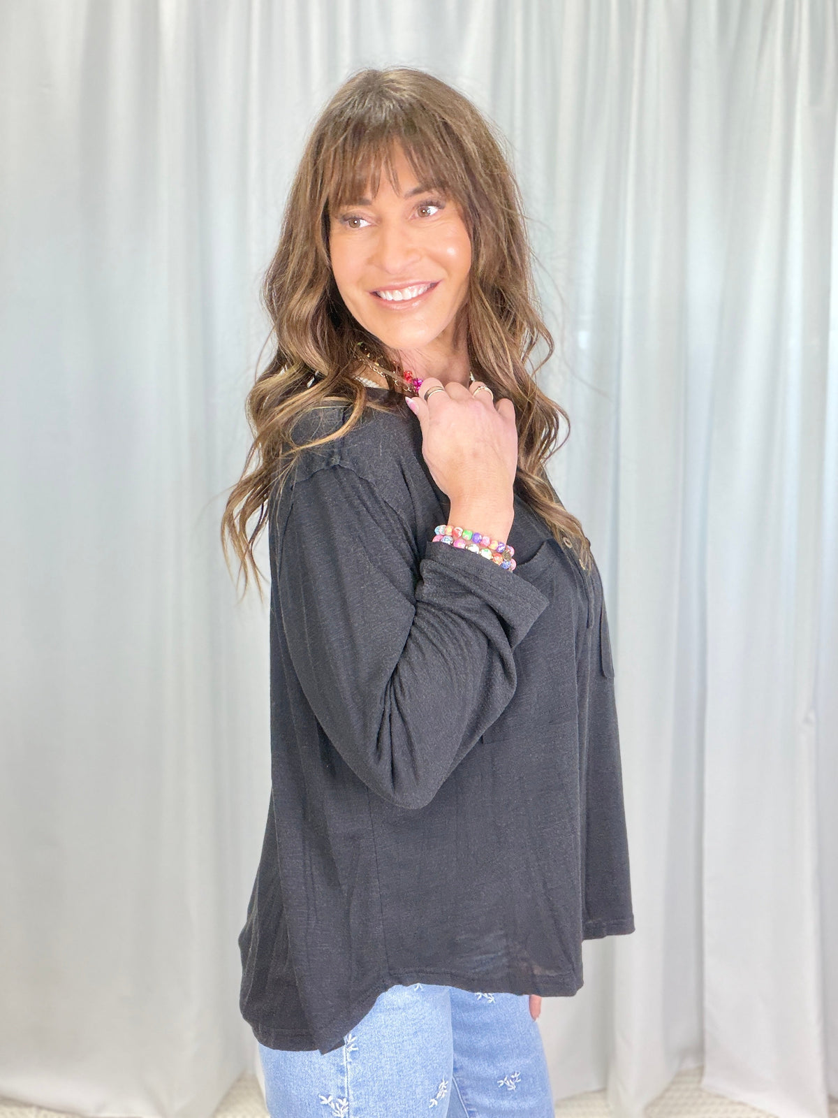 Pol Harper Slub Button Top in 4 Colors