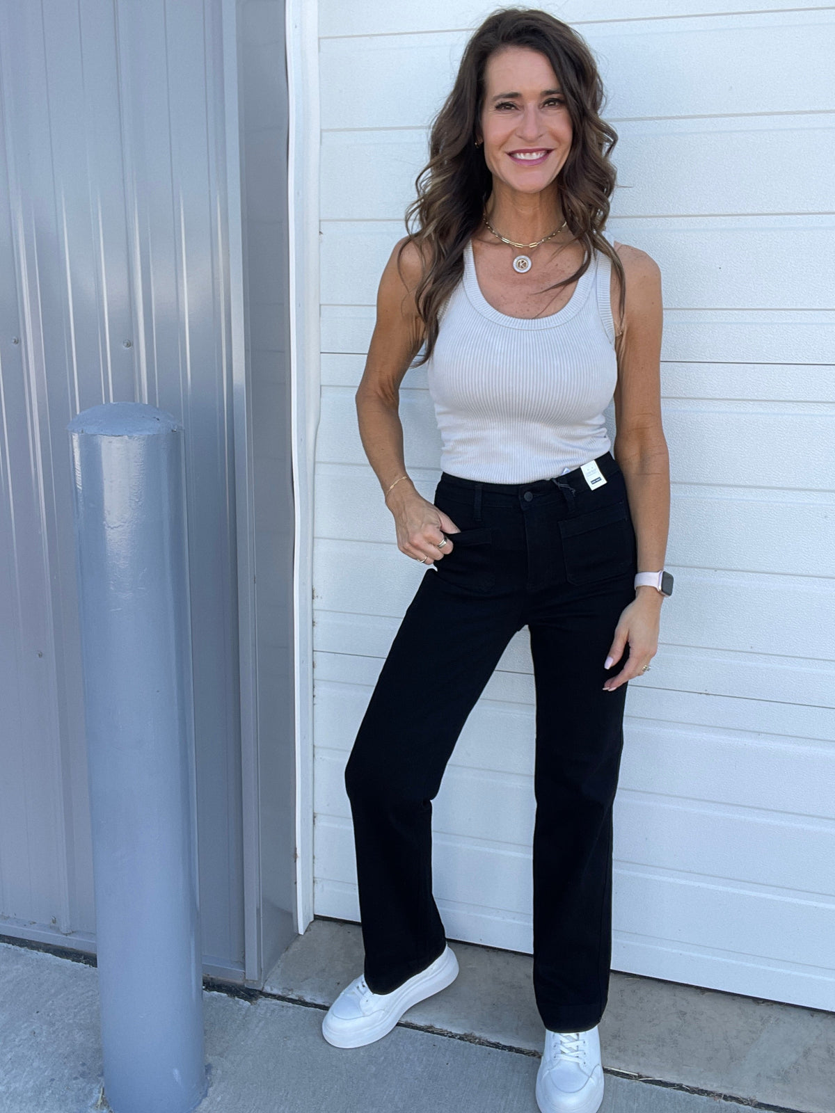 Judy Blue Ashton Black Front Patch Pocket Straight Leg Jean 827