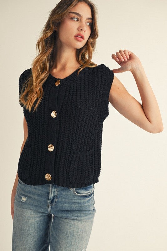 Pre-Order Button Down Comfy Sweater Vest In 3 Colors *Final Sale*