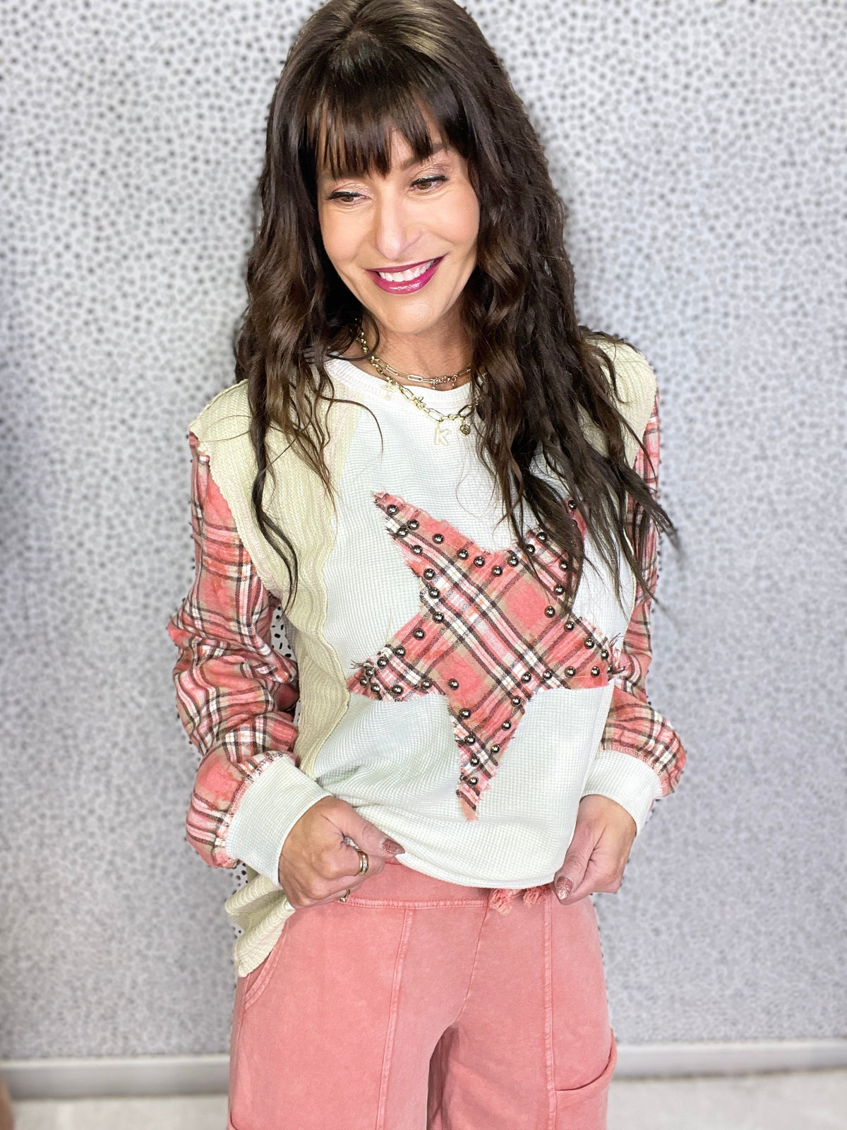 POL Into The Stars Long Sleeve Roomy Top In Sage *Final Sale*
