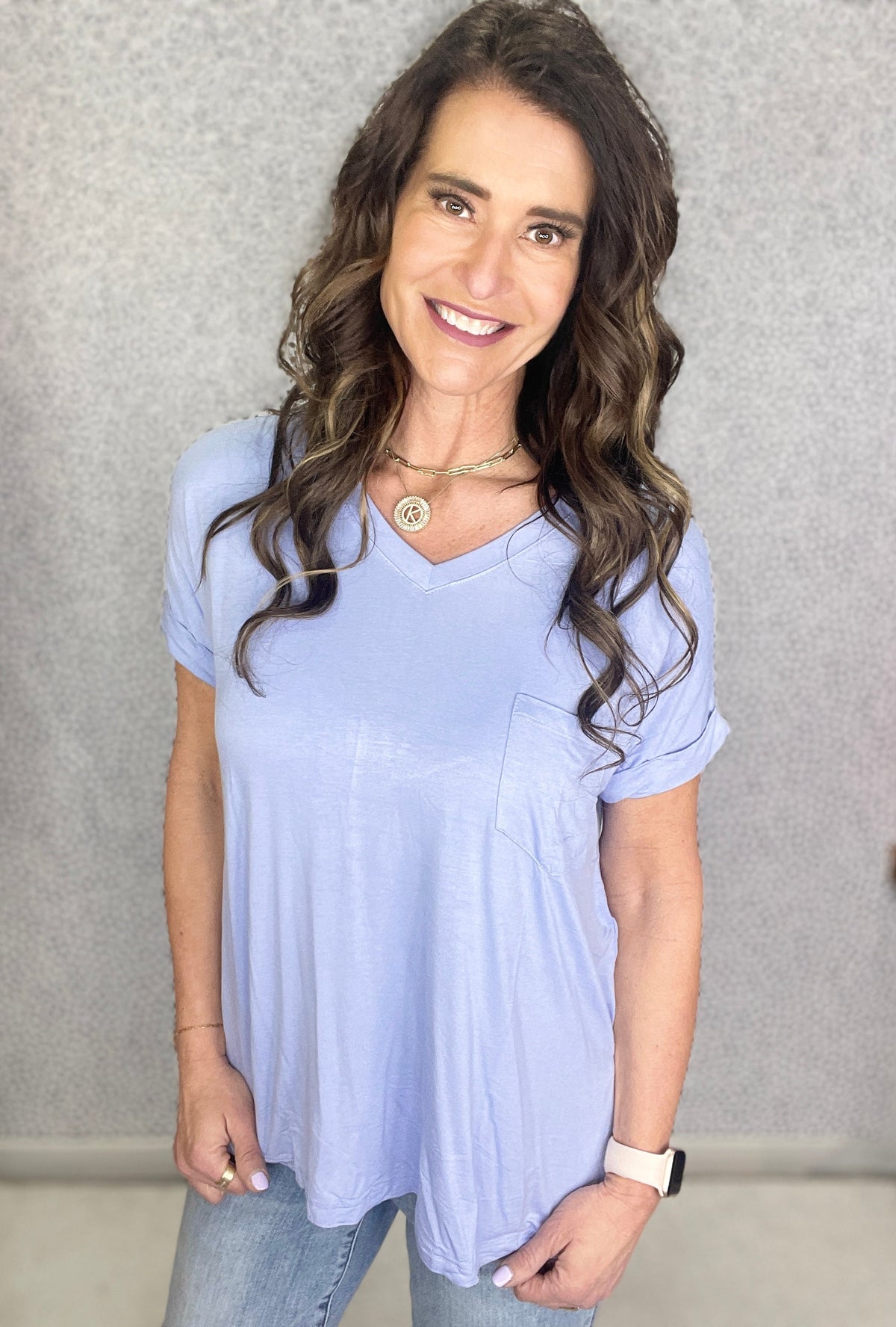 Pocketed V Neck Tee *Final Sale*
