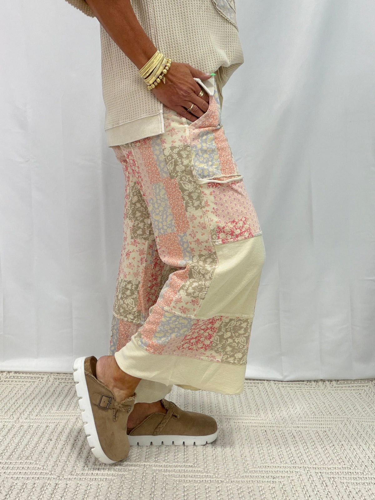 Wildflower Wander Patchwork Mineral Washed Pants In 2 Colors