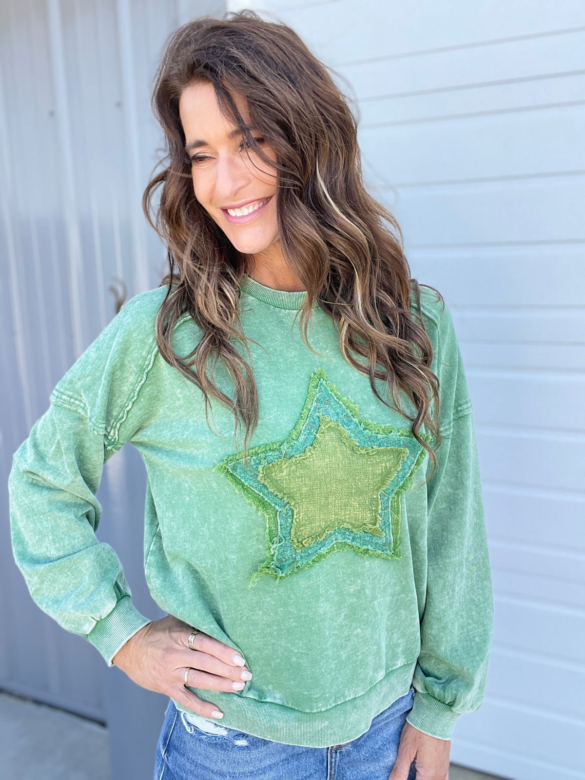 Shining Star Mineral Washed Top In 3 Colors: Green, Khaki, Pink *Final Sale*