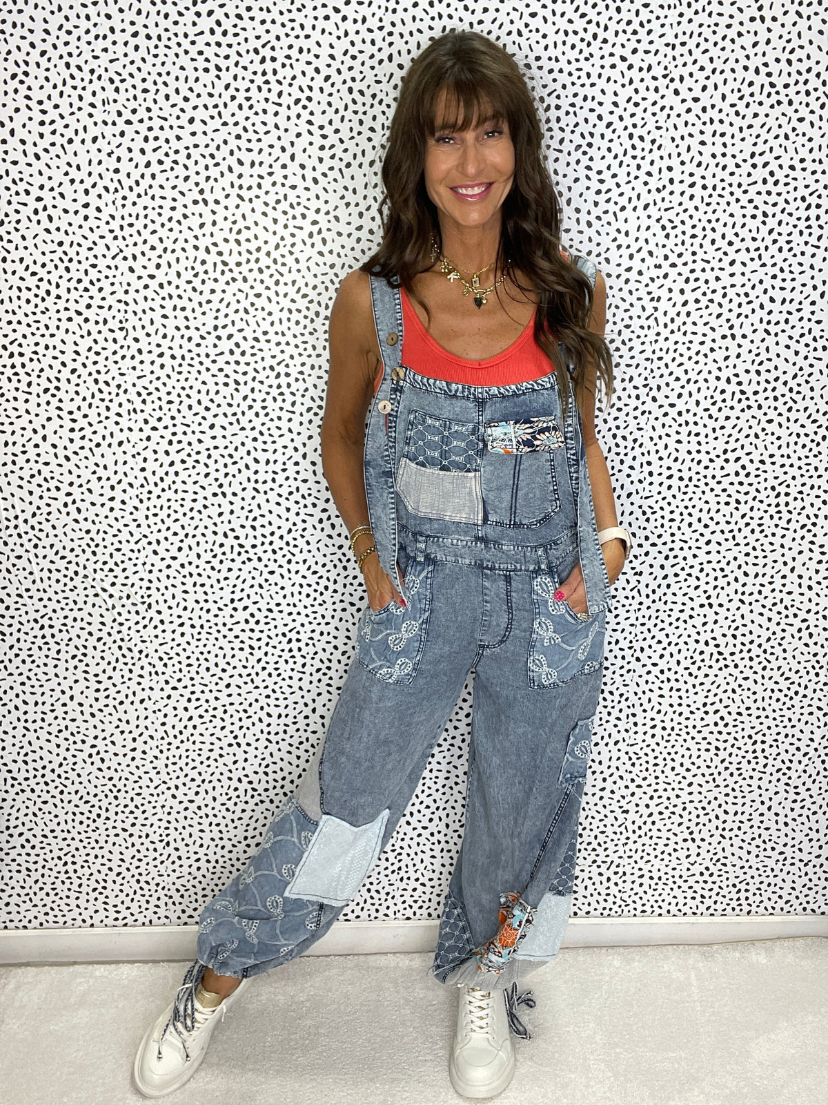 Oli & Hali Wandering Spirit Patchwork Overalls In 2 Colors *Final Sale*