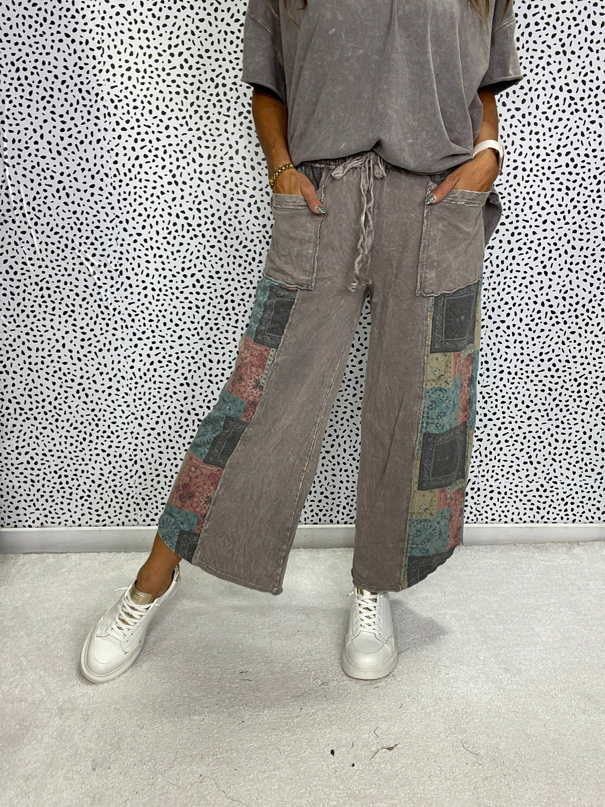 Revival Patchwork Crop Pants In 3 Colors