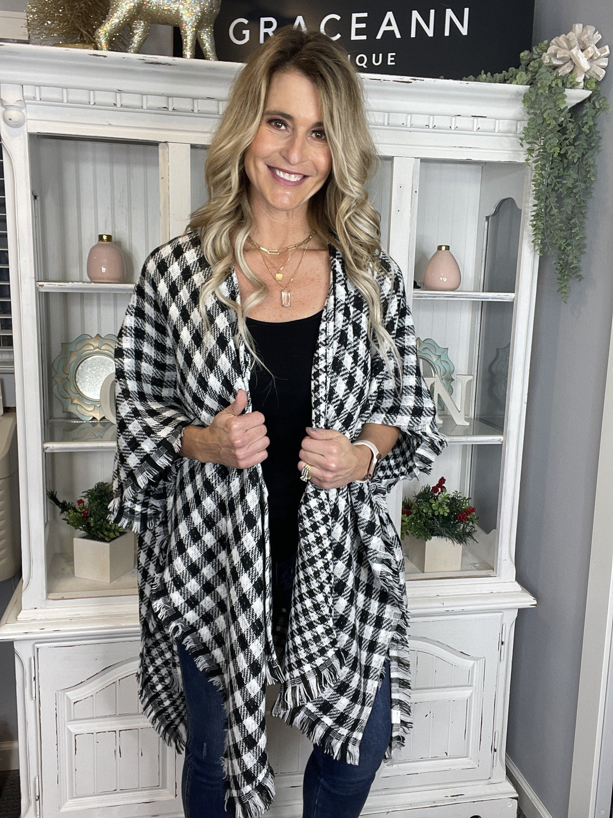 Check Mate Plaid Poncho *Final Sale*