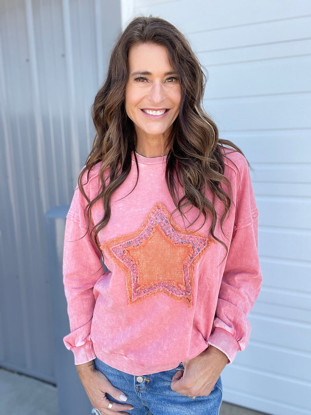 Shining Star Mineral Washed Top In 3 Colors: Green, Khaki, Pink *Final Sale*