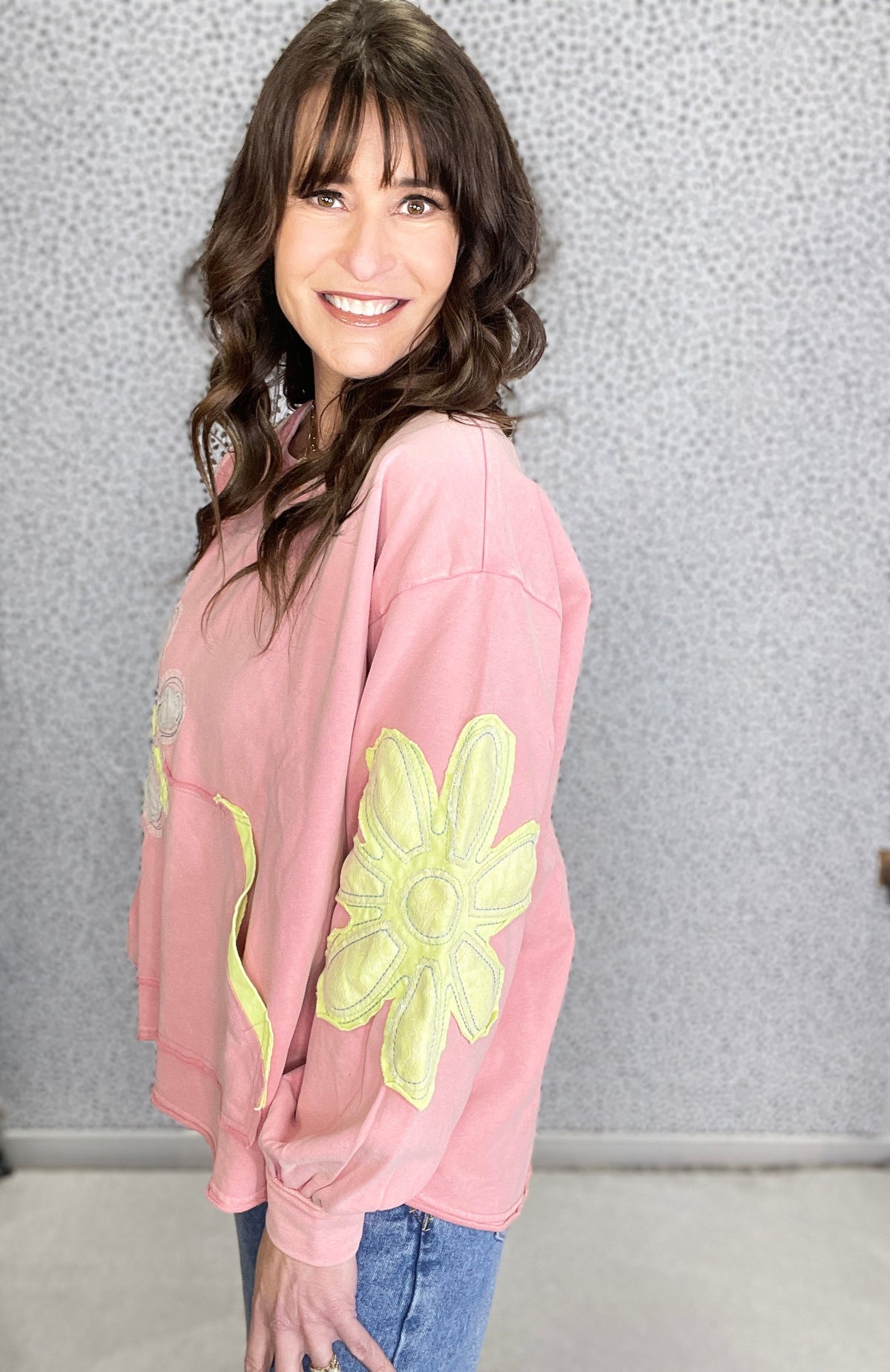 So Full Of Joy Flower Patch Terry Pullover In 3 Colors