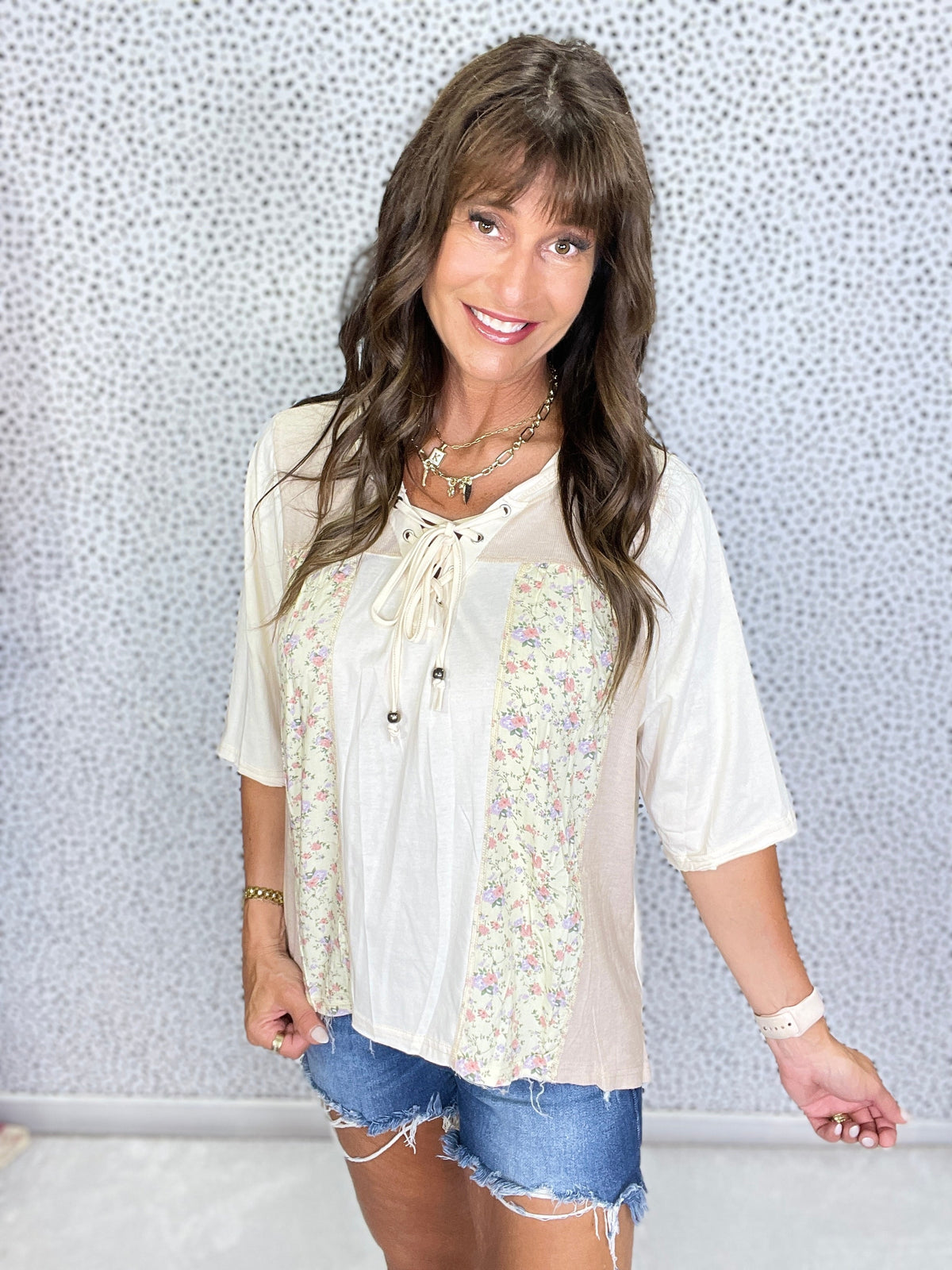 Pol Lace-Up Breeze V-Neck Top in 2 Colors