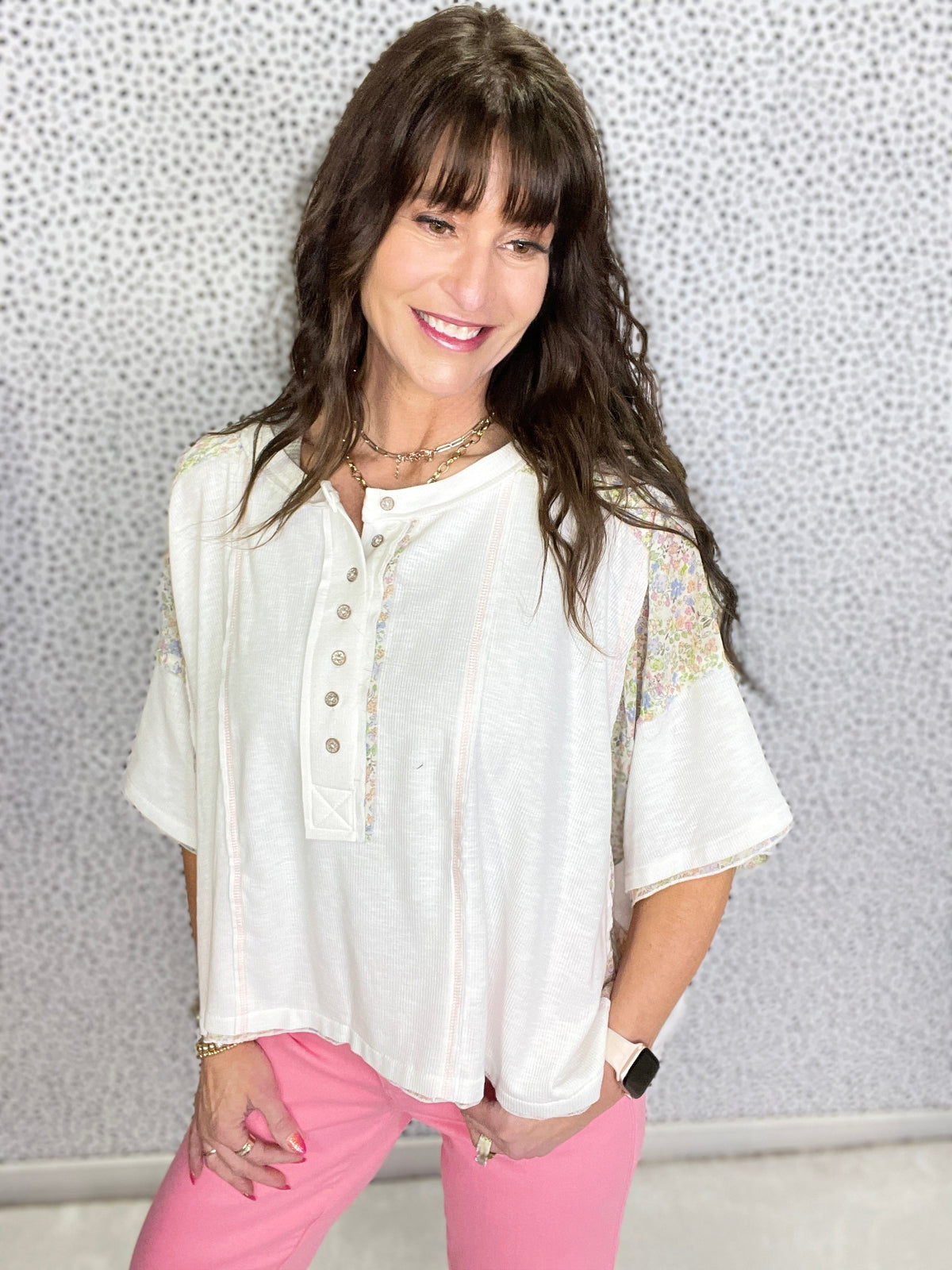 POL Stepping Out WIth The Girls Floral Print Patch Top In 3 Colors