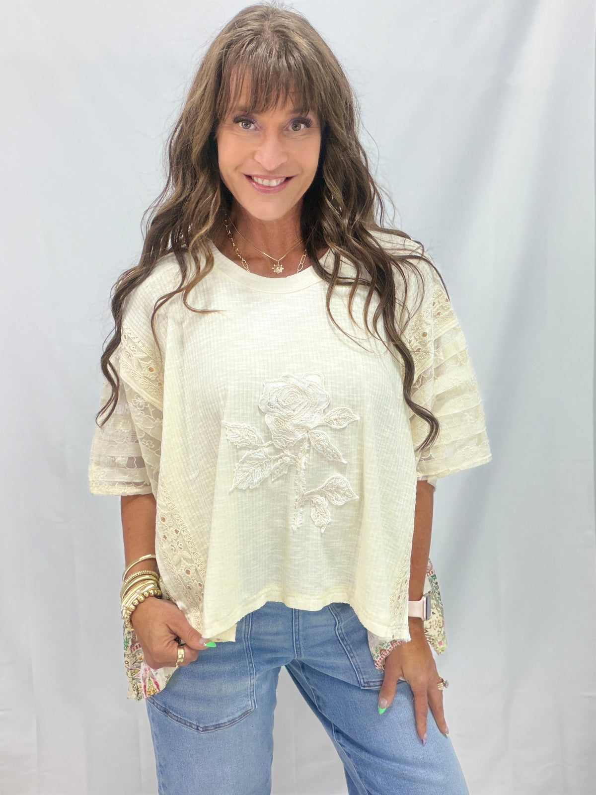 POL Starlit Floral Ribbed Knit Top In 3 Colors