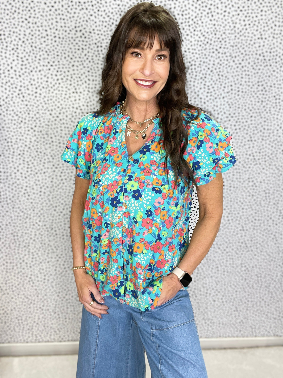 Floral Muse Double Wing Short Sleeve Top In 2 Colors *Final Sale*