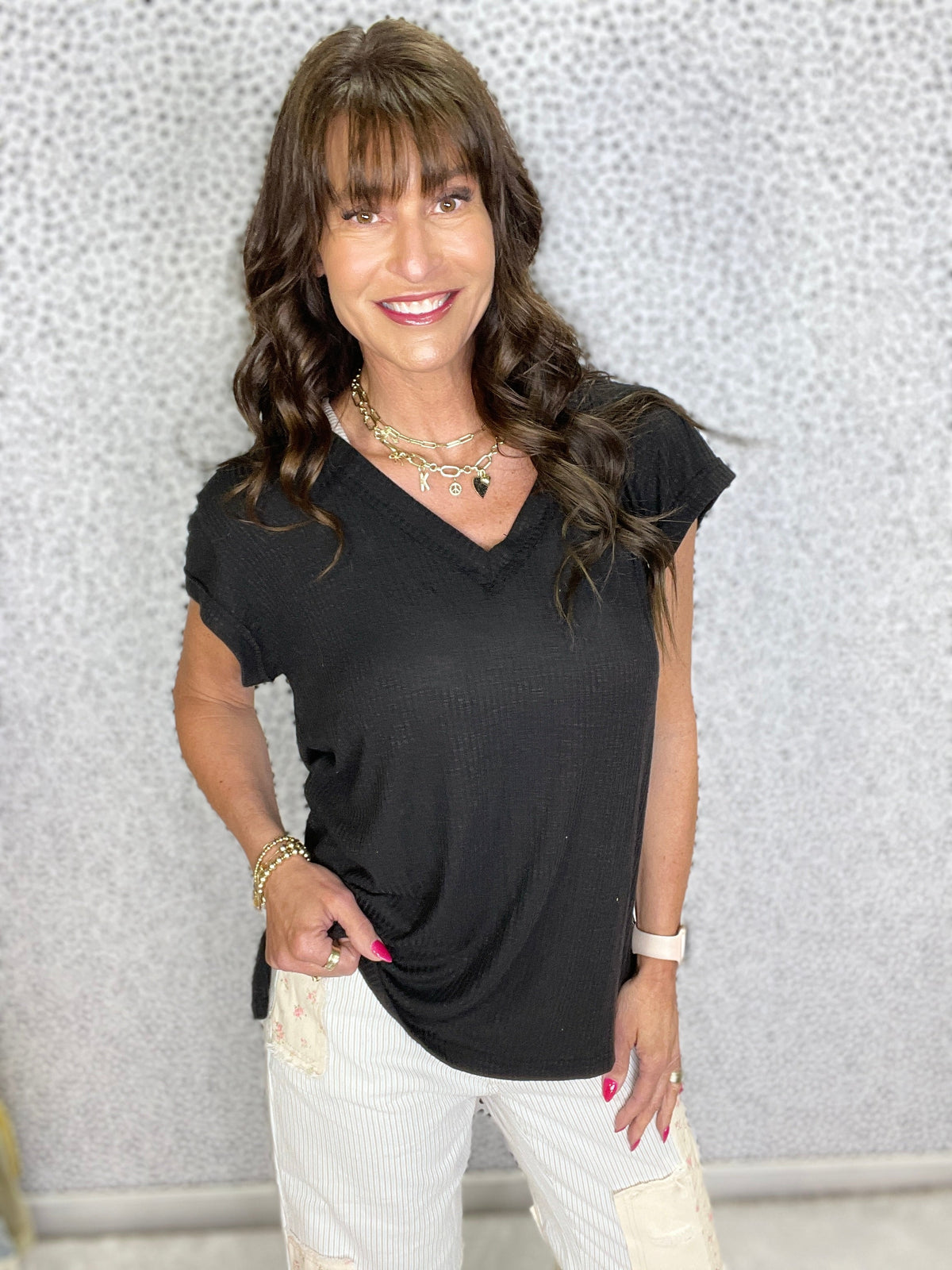POL Casually Sweet V-Neck Short Sleeve Top In 5 Colors