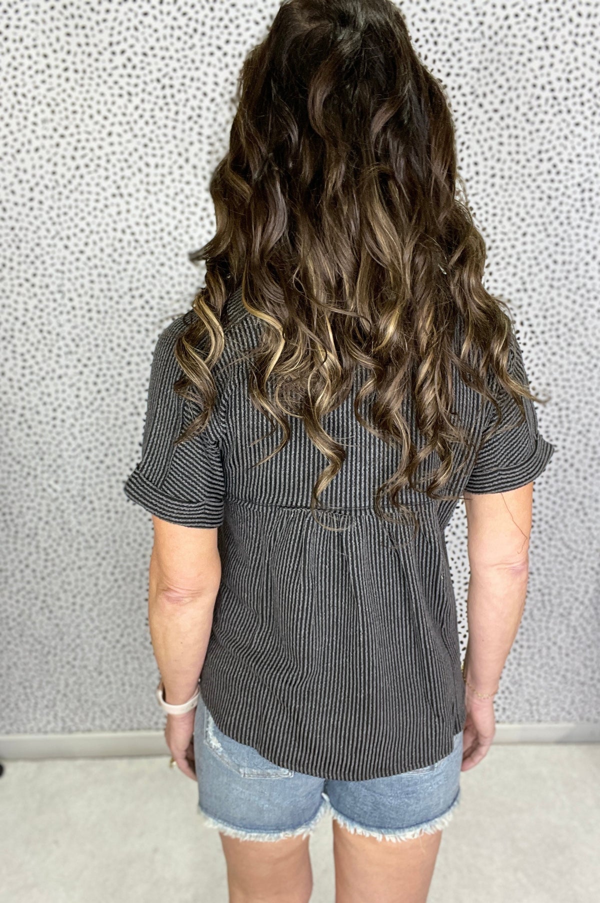 Textured Delight Button Front Sleeve Top