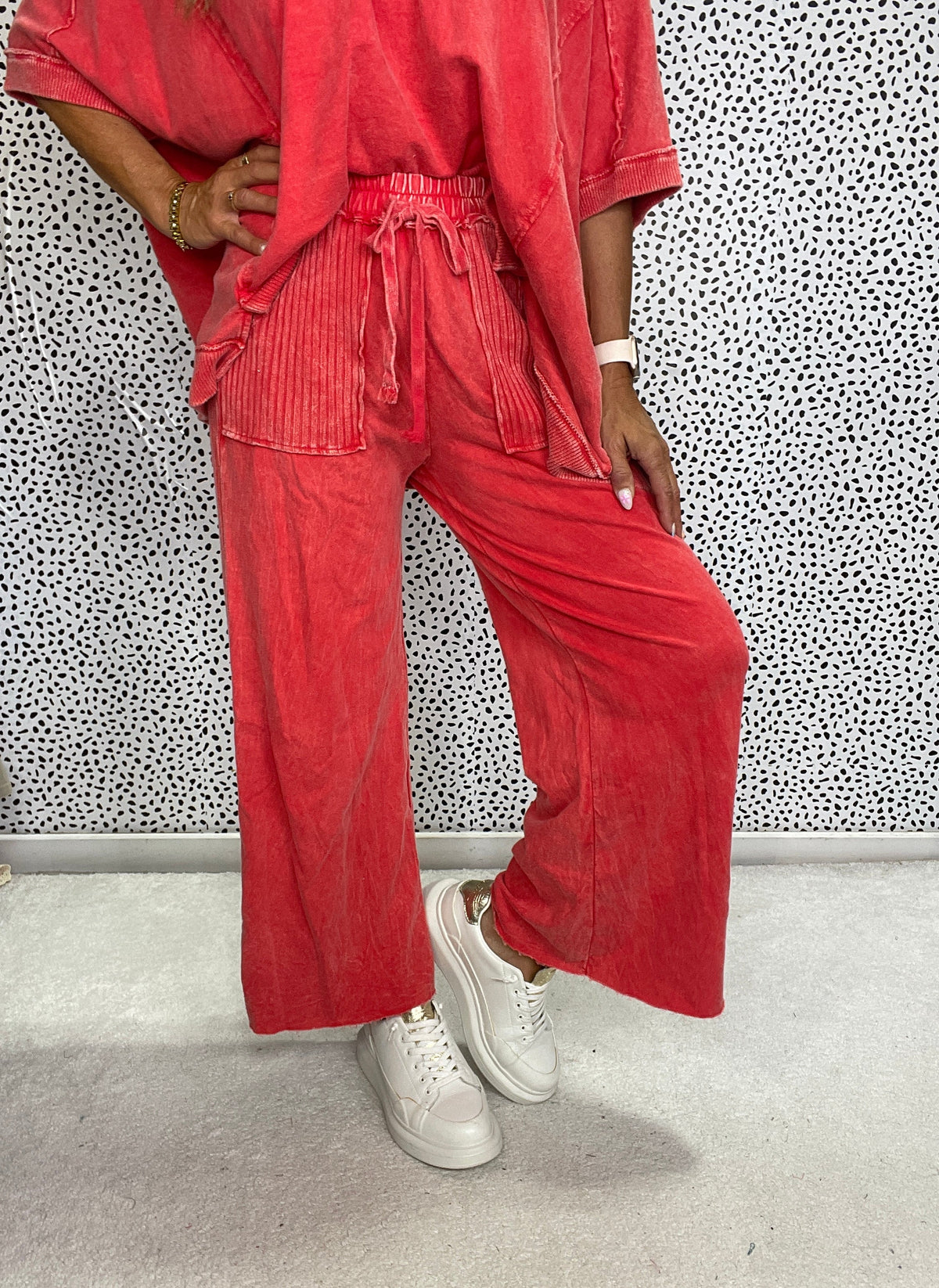 Lucky Lady Ribbed Accent Easy Mineral Wash Pants In 6 Colors