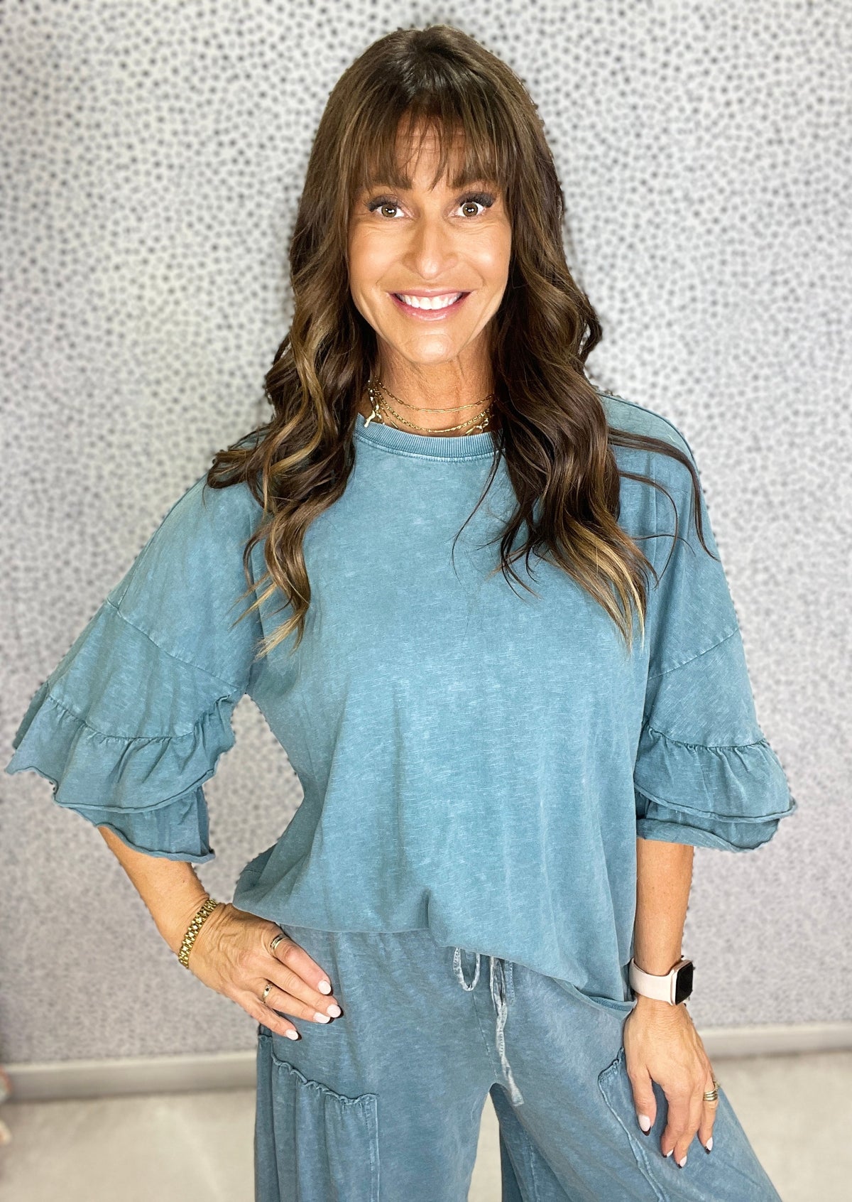 Breeze Ruffle Mineral Wash Top in 3 Colors