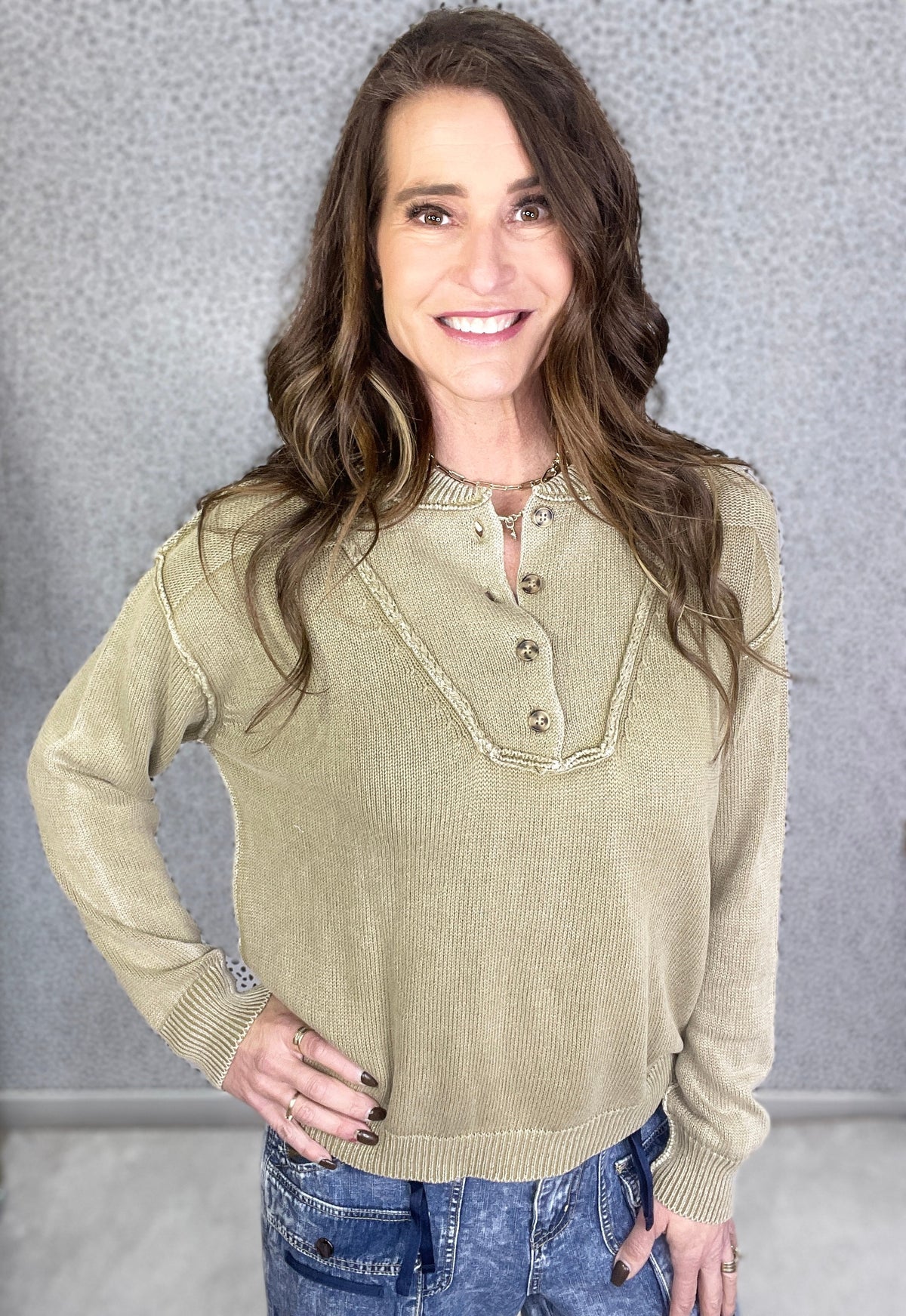 Sands Of Time Washed Out Knit Sweater Pullover In 2 Colors