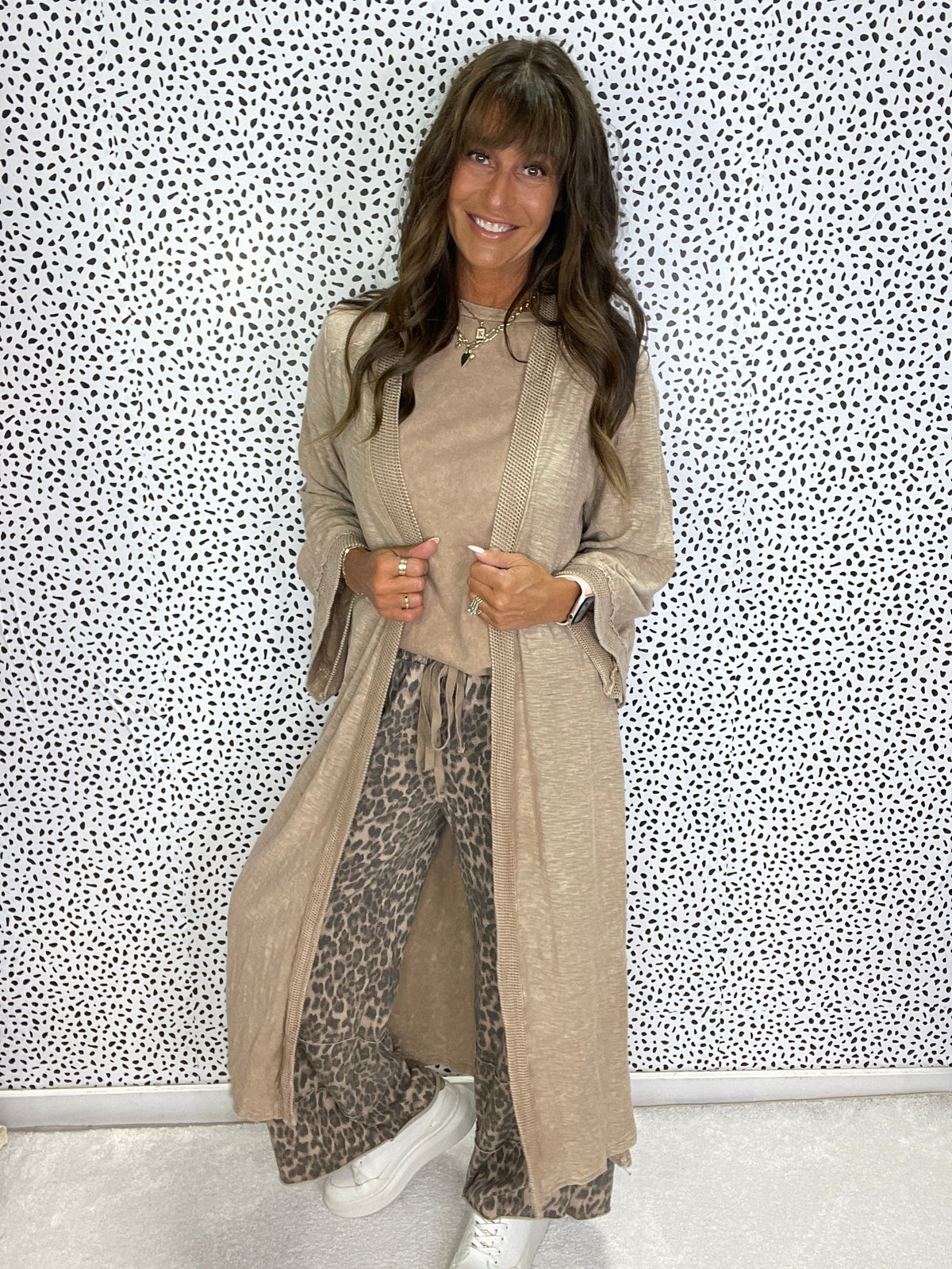 Off Duty Mineral Wash Kimono In Taupe *Final Sale*