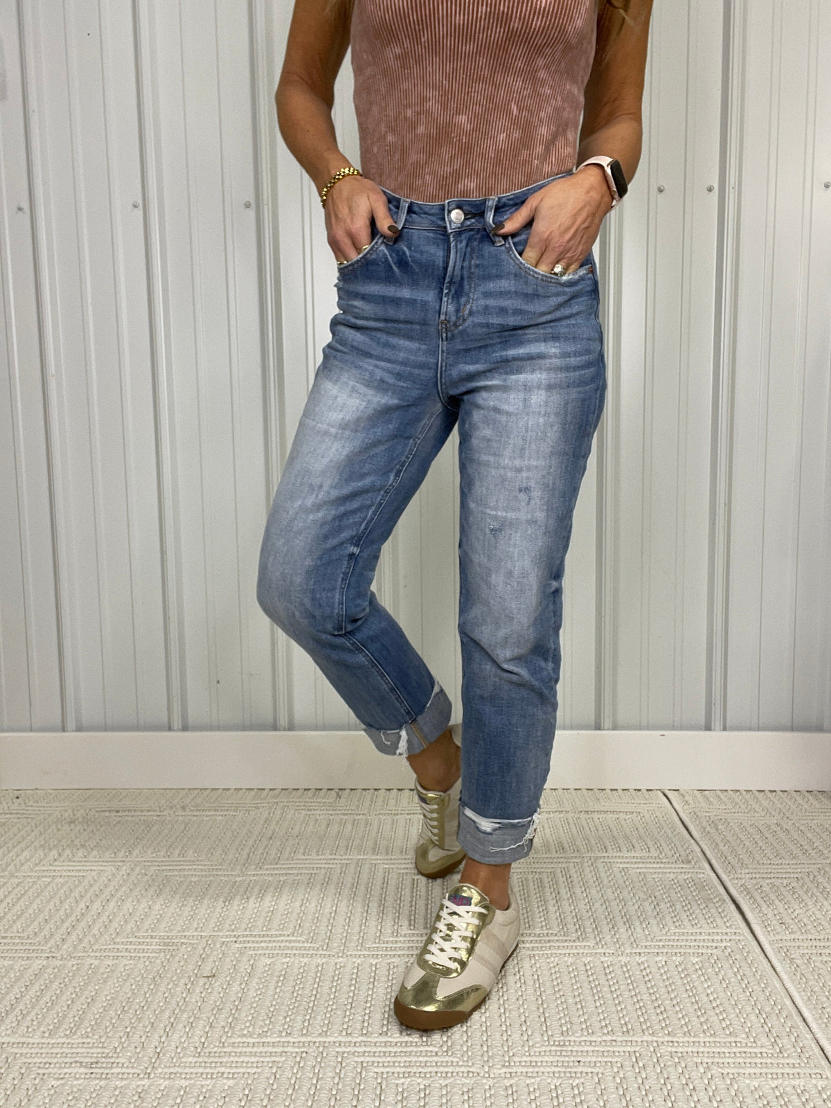 Mica Aldo Blue Super High Ankle Straight Leg Jeans 536