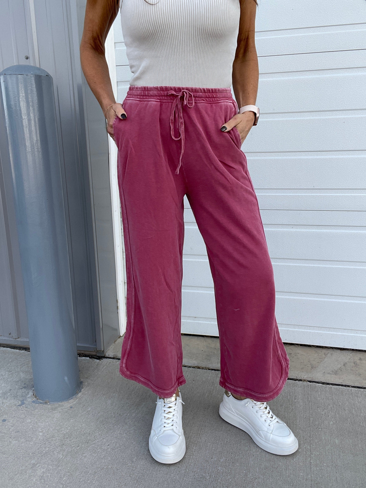 Another Level Terry Knit Pants In 7 Colors: Ash, Denim, Olive, Mustard, Mocha, Wine, Green *Final Sale*