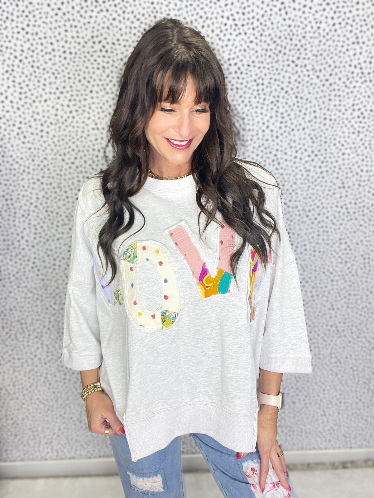 Love All Around Love Patch Terry Knit Pullover In 6 Colors