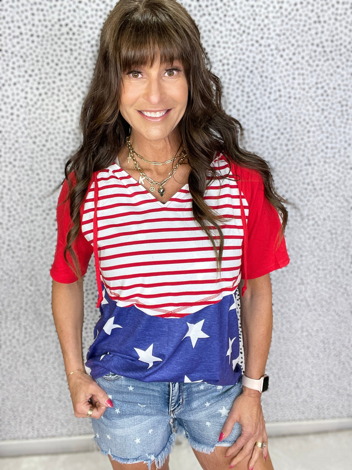 Gracie P Patriot Blaze Stars & Stripes Hoodie Tee