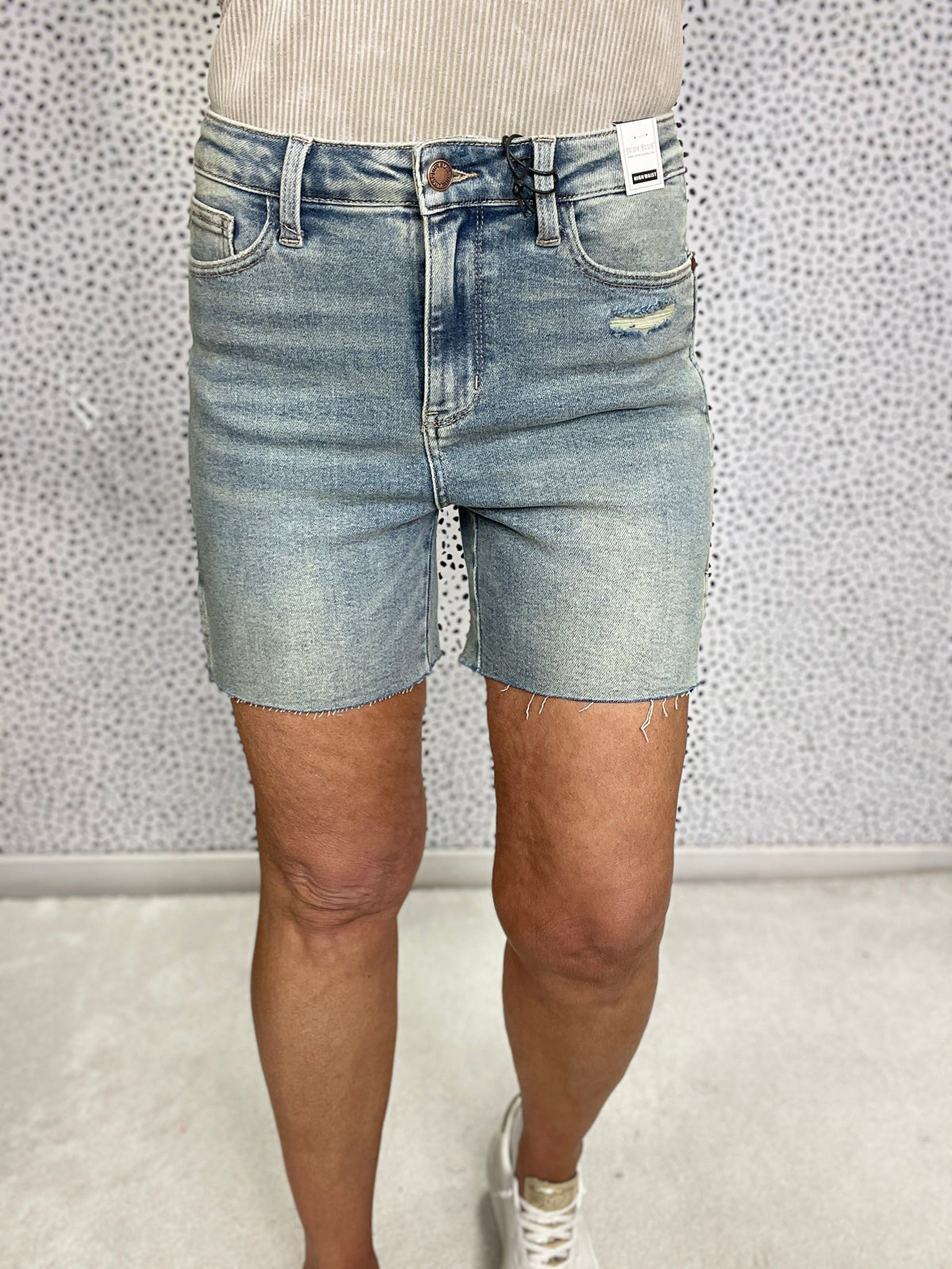 Judy Blue Carlie High Waist Vintage Wash Side Slit Shorts 296 In Medium *Final Sale*