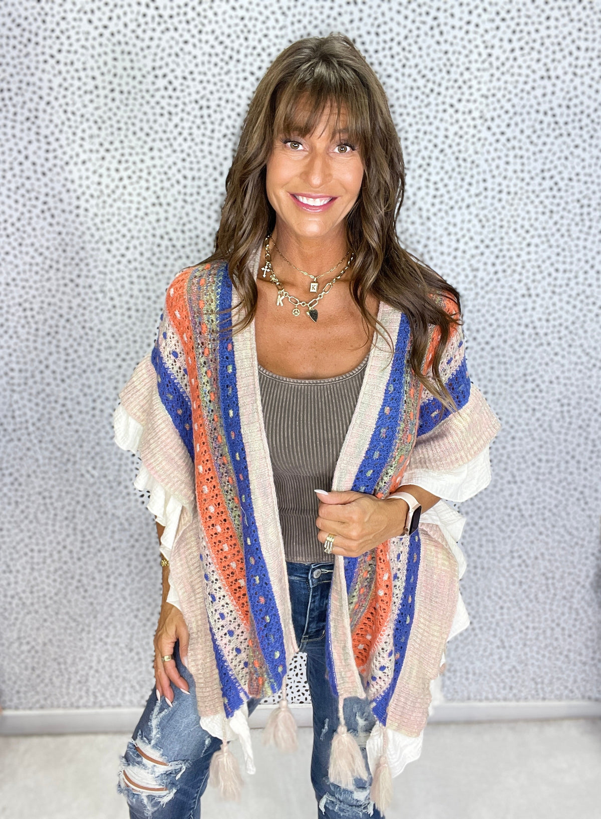 Pol Festival Ruffle Knit Cardigan