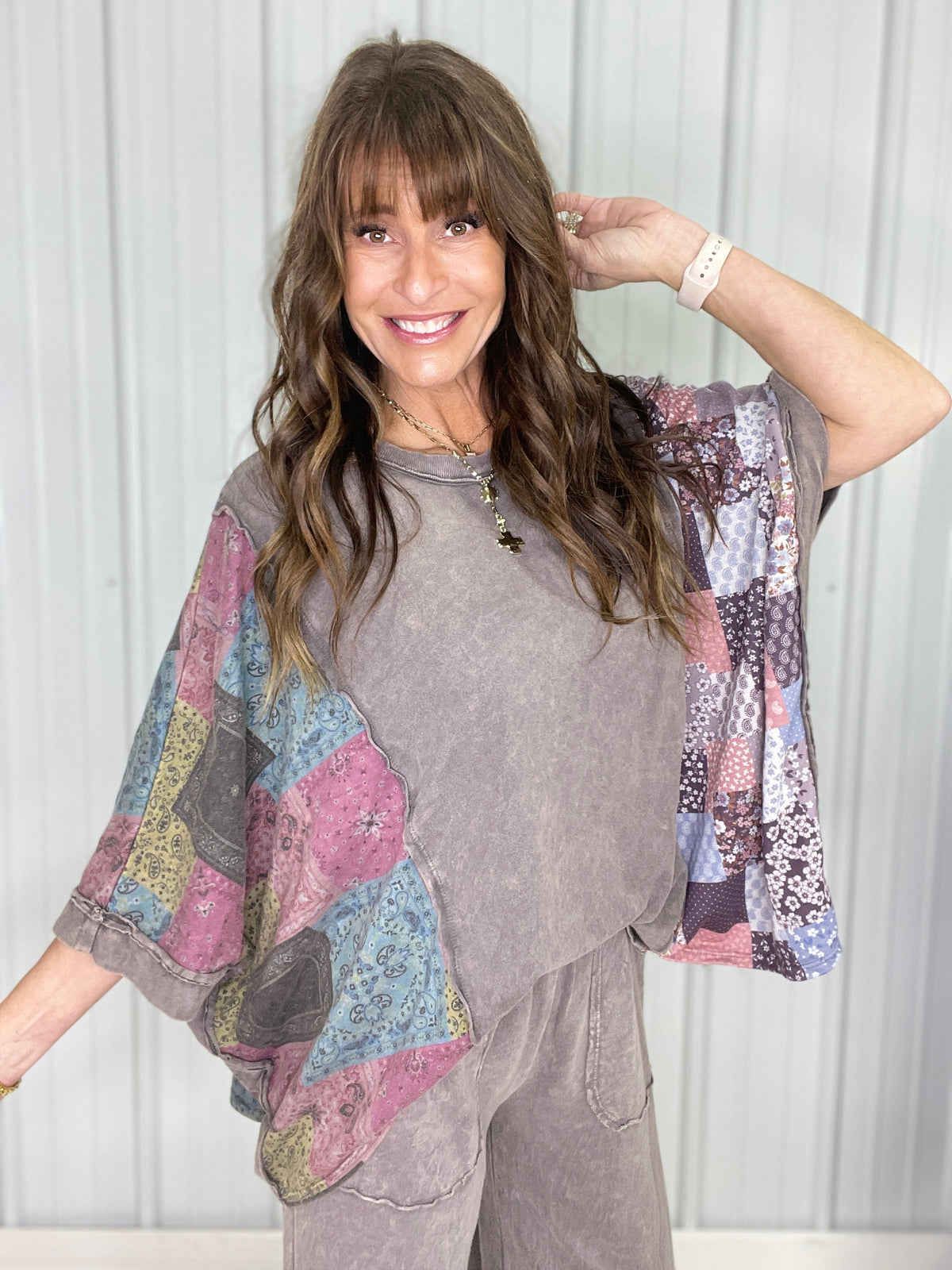 Boho Canyon Patchwork Poncho Top In 3 Colors