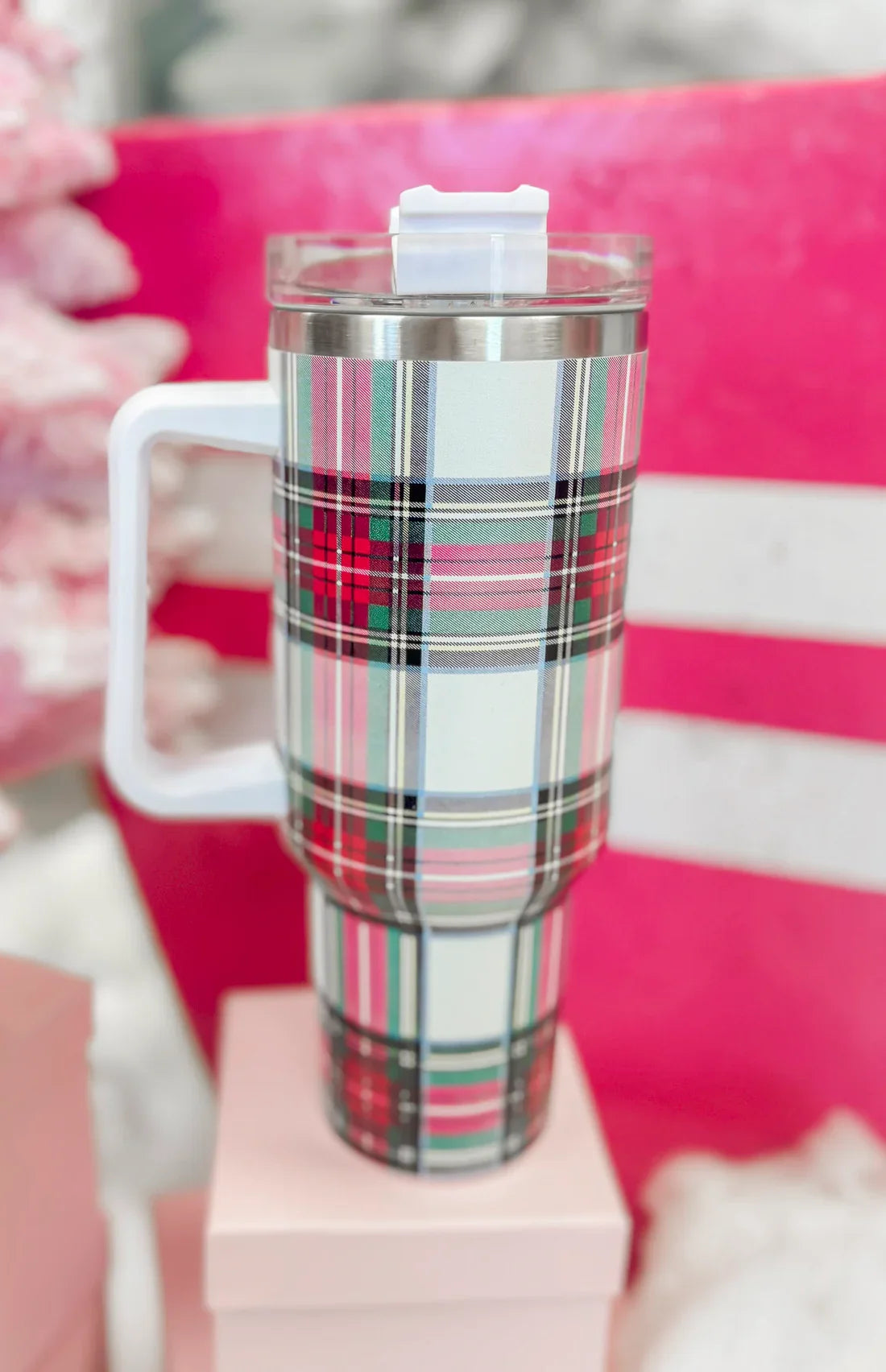 Holiday Plaid 40oz Tumbler In 3 Colors