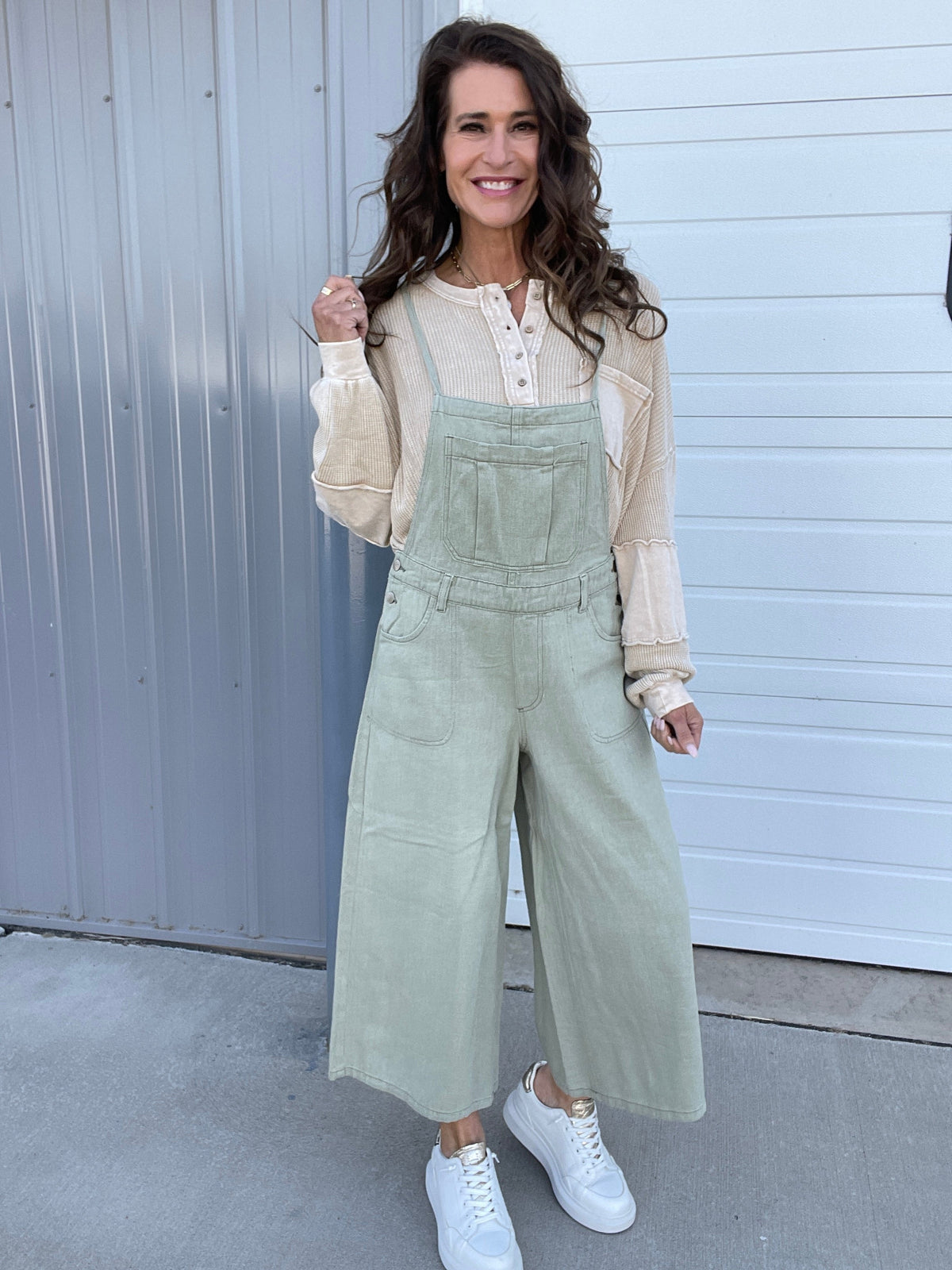 Heartbreaker Washed Twill Overalls In 2 Colors: Mocha, Sage *Final Sale*