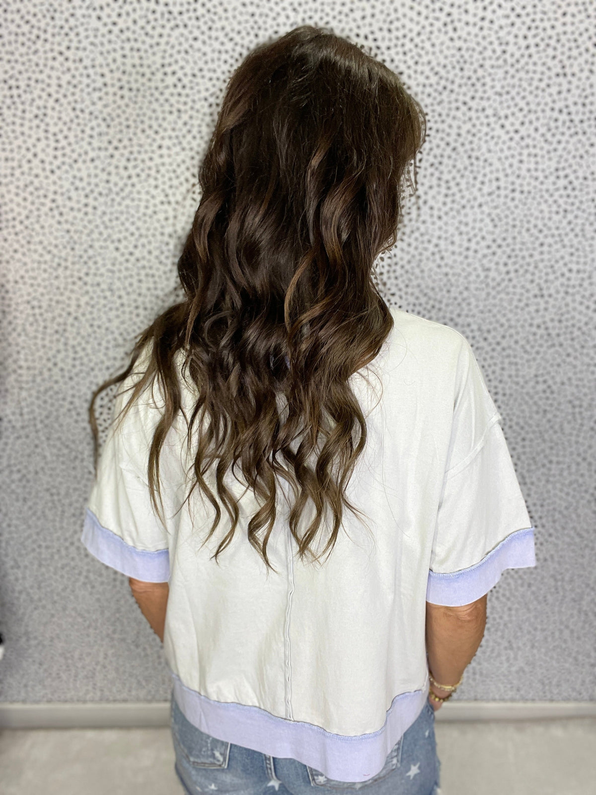Star Studded Mineral Wash Knit Top In Blue *Final Sale*