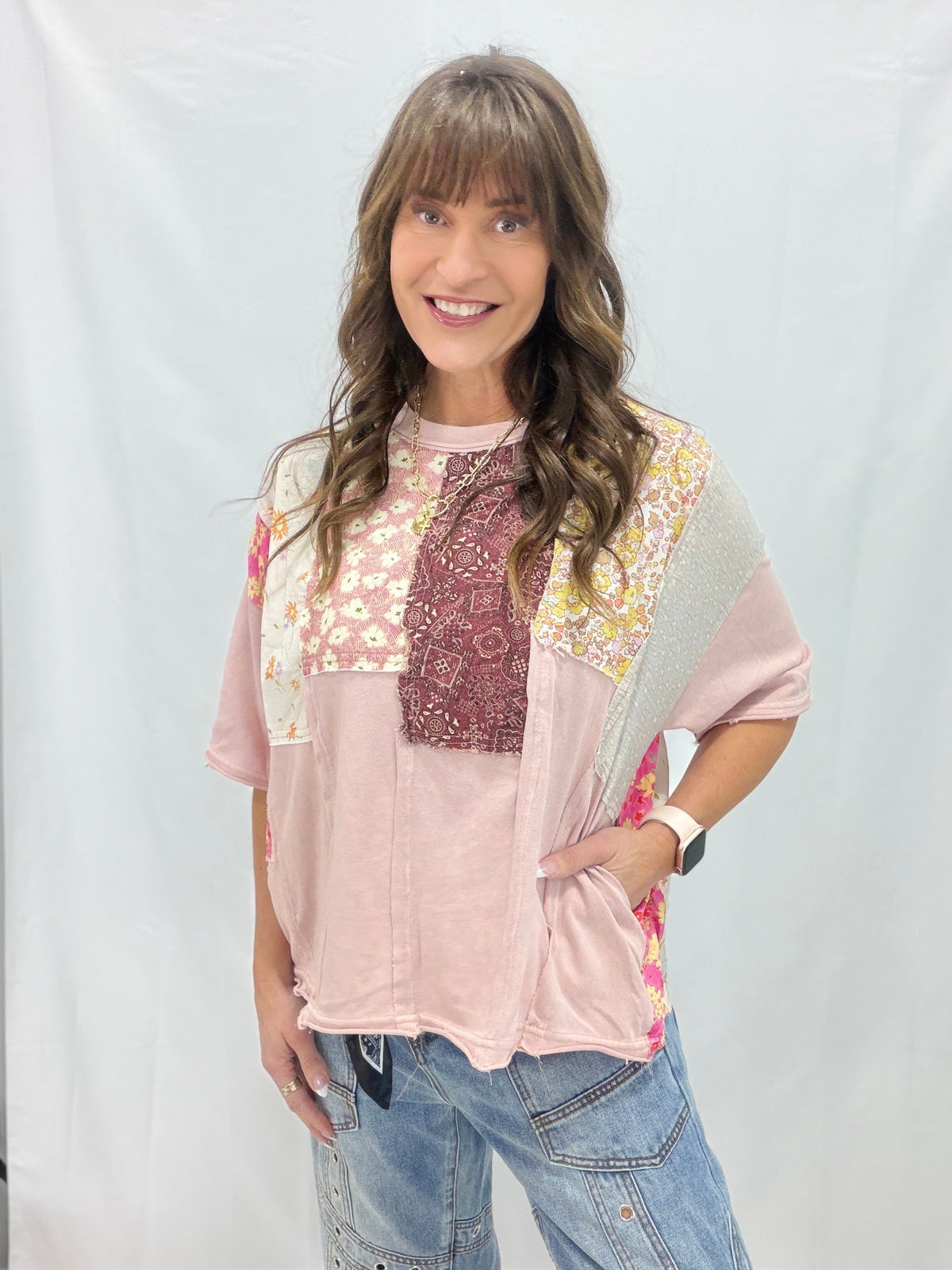 Oli & Hali You Make Me Sing Patchwork Top In 2 Colors