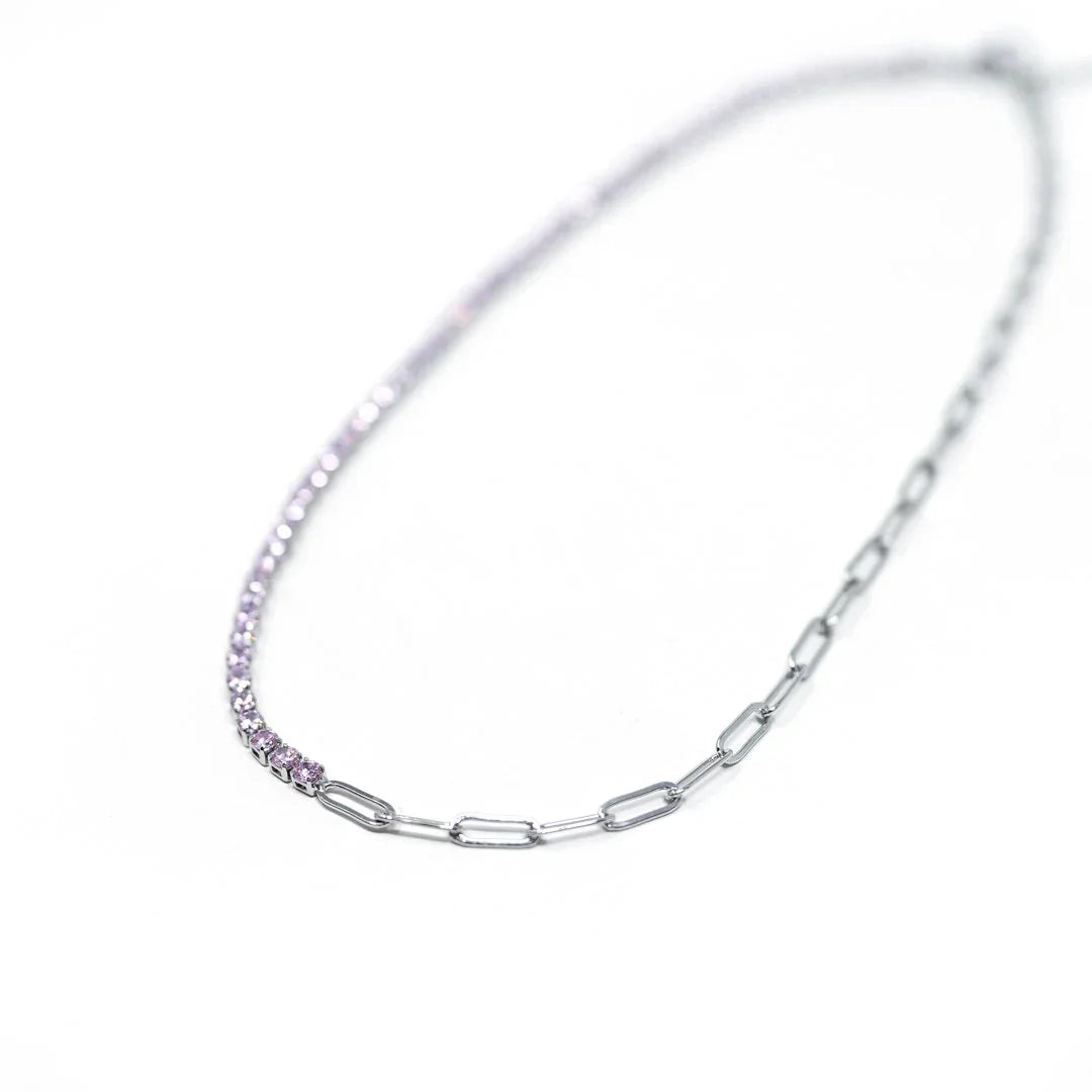 Preorder Split Tennis Chain Necklace in Pink *Final Sale*