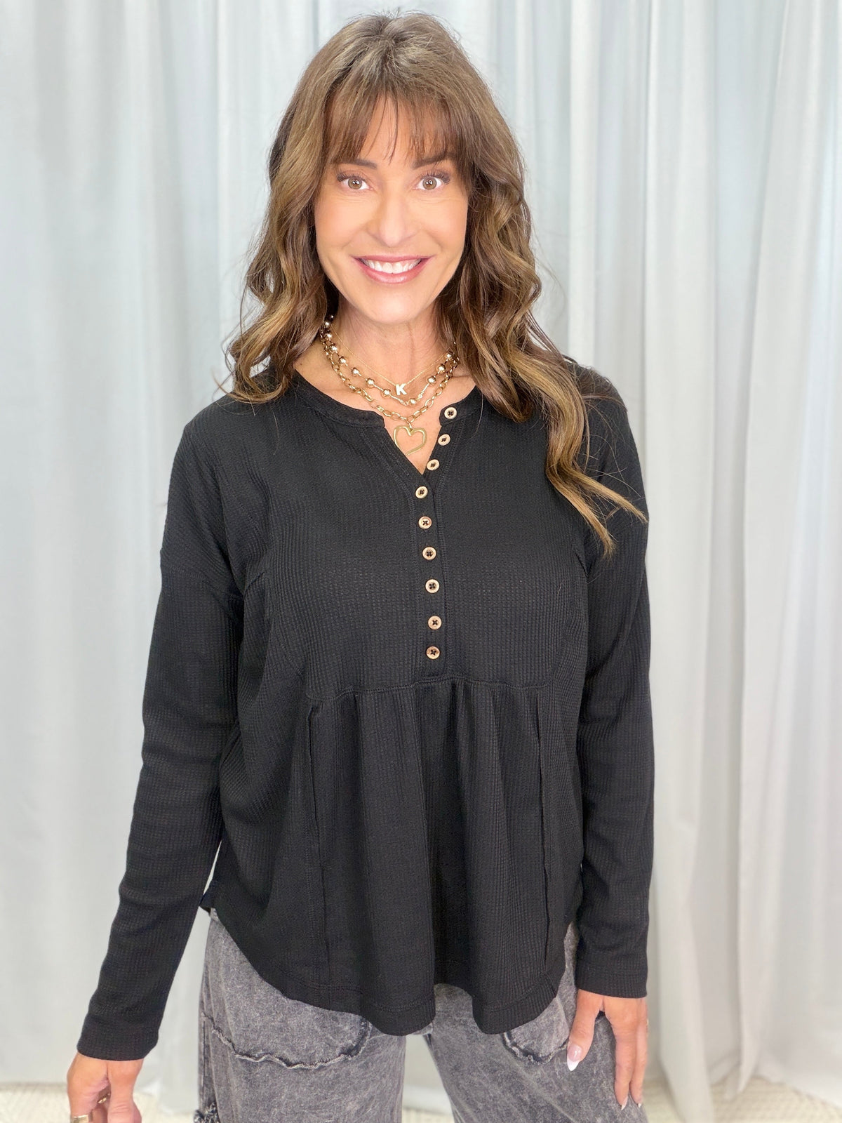 Henley Button Front Casual Days Top In Multiple Colors *Final Sale*