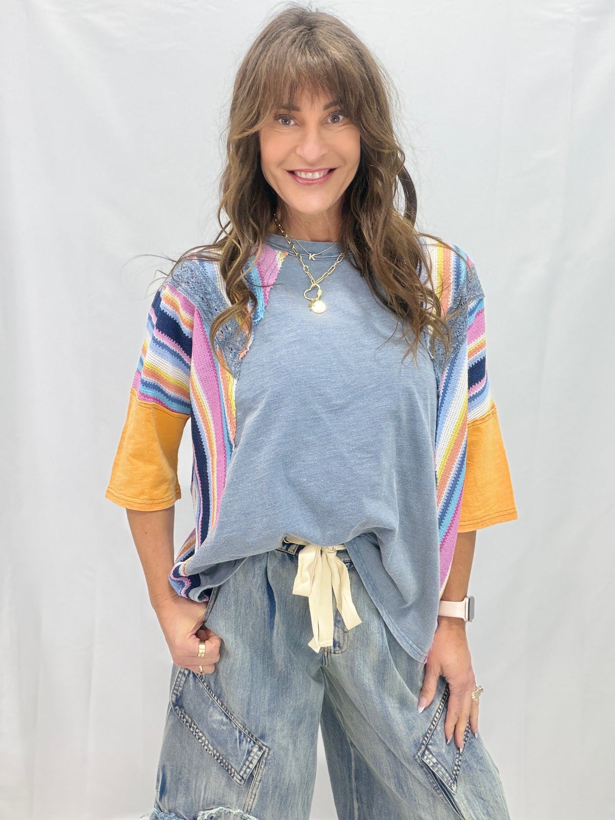 Sunset Serape Contrast Top in 2 Colors