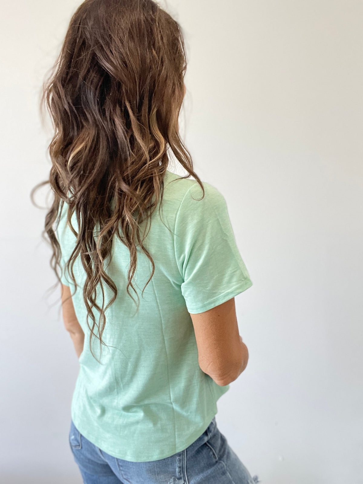 Tee Shirt With A Twist Top In 5 Colors: Blue, Coral, Mint, Pink, White