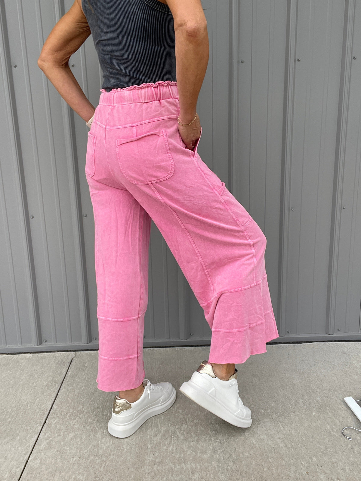 Get Going Mineral Washed Knit Crop Pants In 11 Colors *Final Sale*