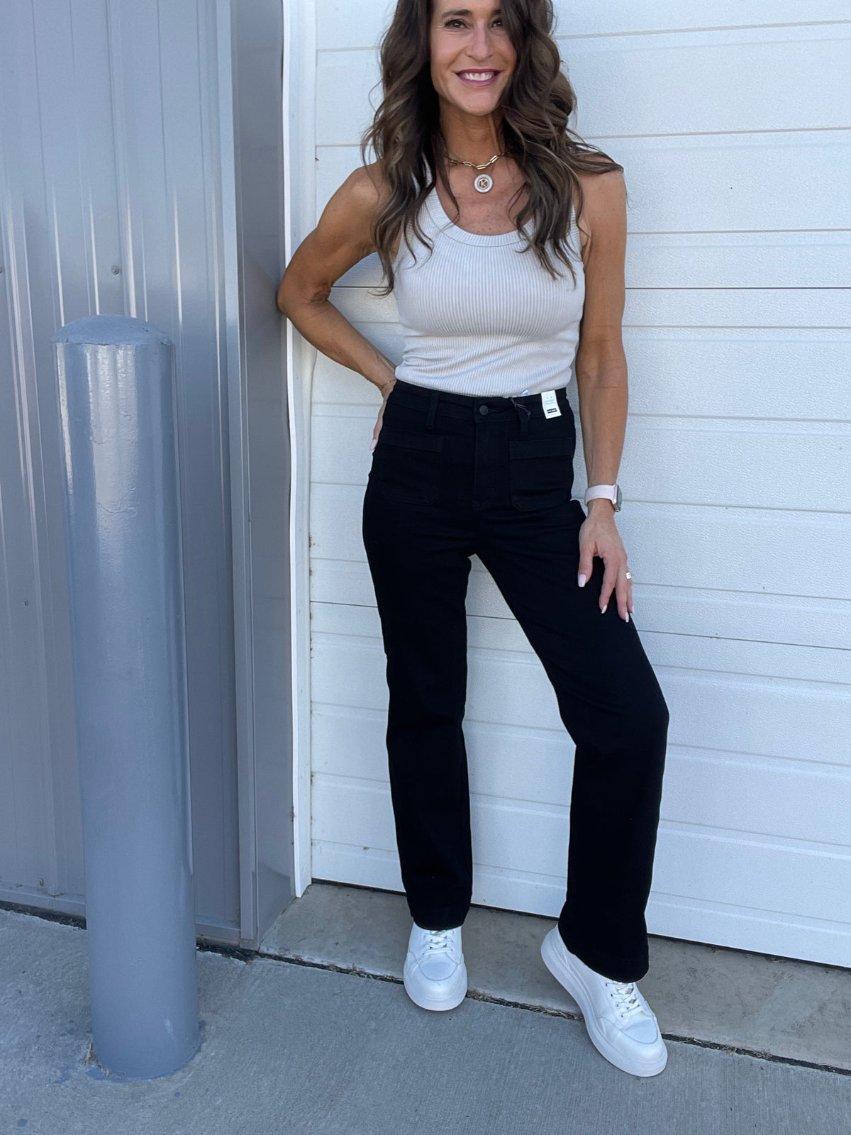 Judy Blue Ashton Black Front Patch Pocket Straight Leg Jean 827
