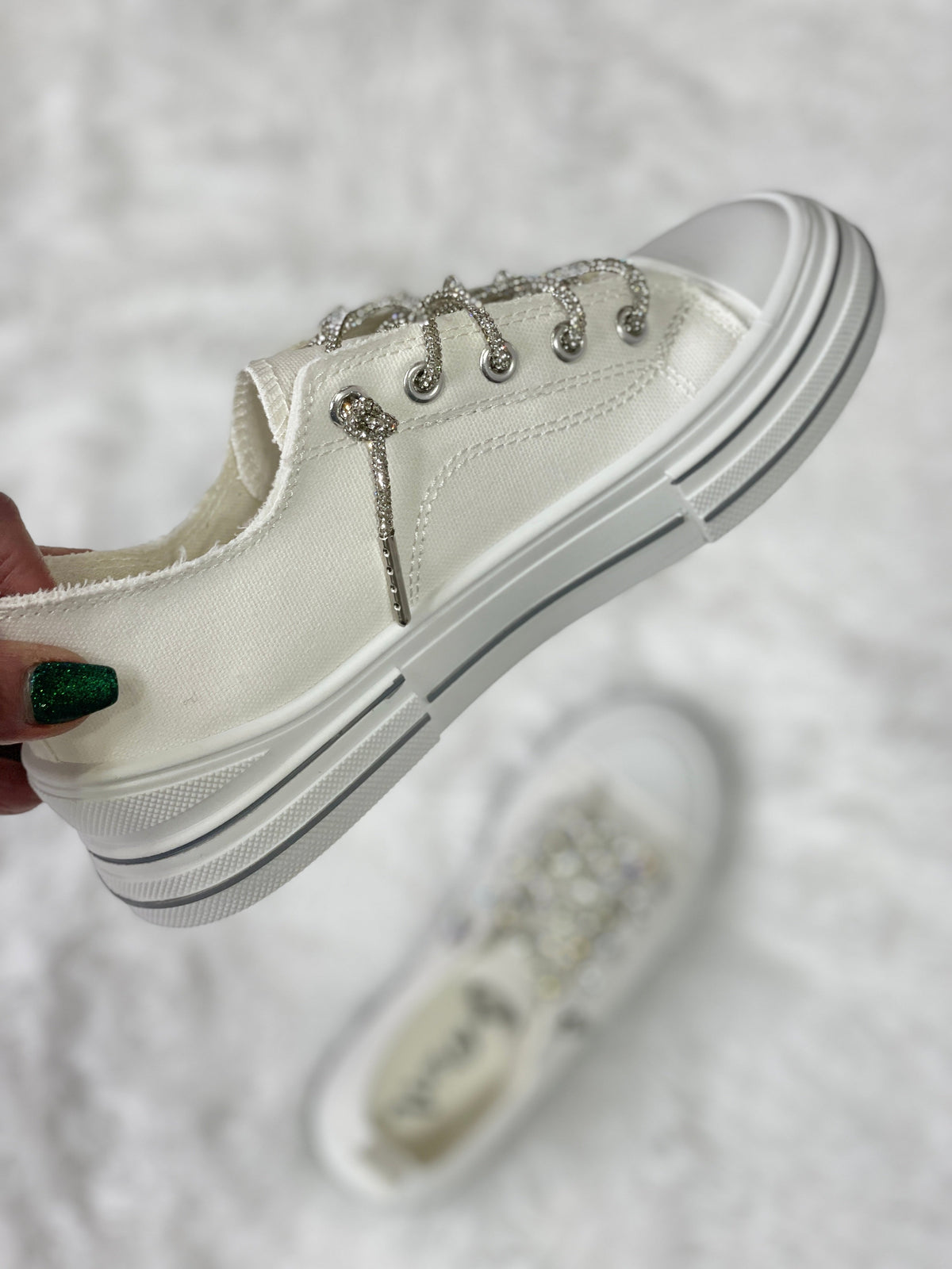 Very G Aman White Bling Lace Sneakers